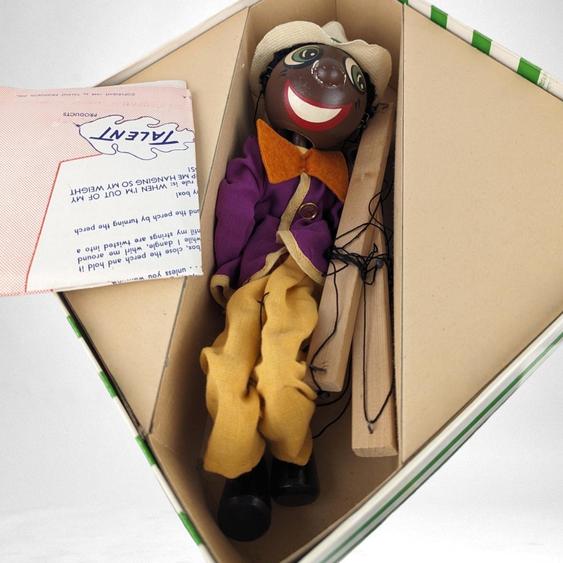 Vintage Effanbee Talentoy "Jambo The Jiver" Marionette Puppet, 1940s Puppet, Collectible Toy,  Dancing Puppet,  Vintage Toy with Box