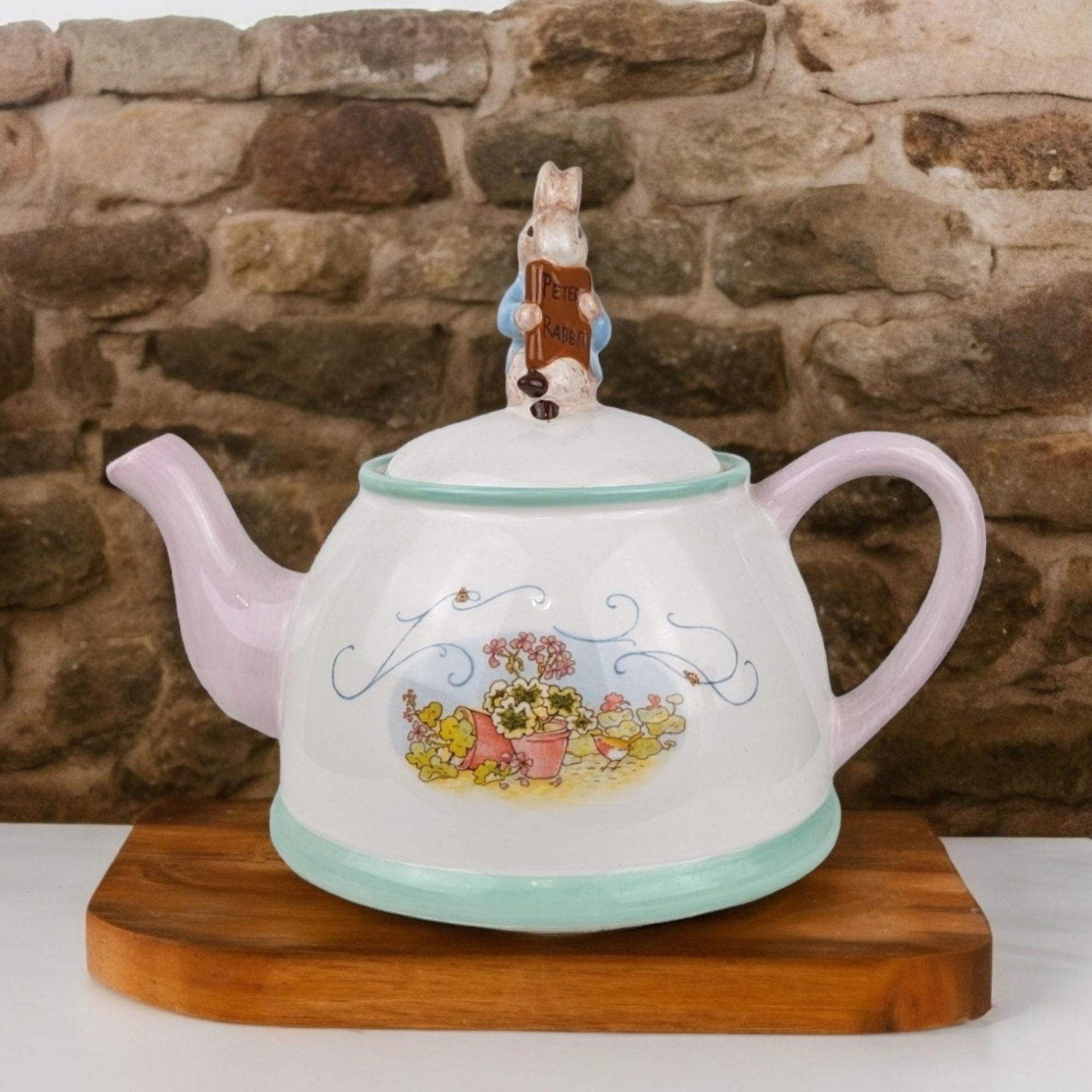 2002 Beatrix Potter Peter Rabbit Teapot | Telefloral Collectible Ceramic Teapot | Charming Nursery Decor | Gift for Rabbit Lovers