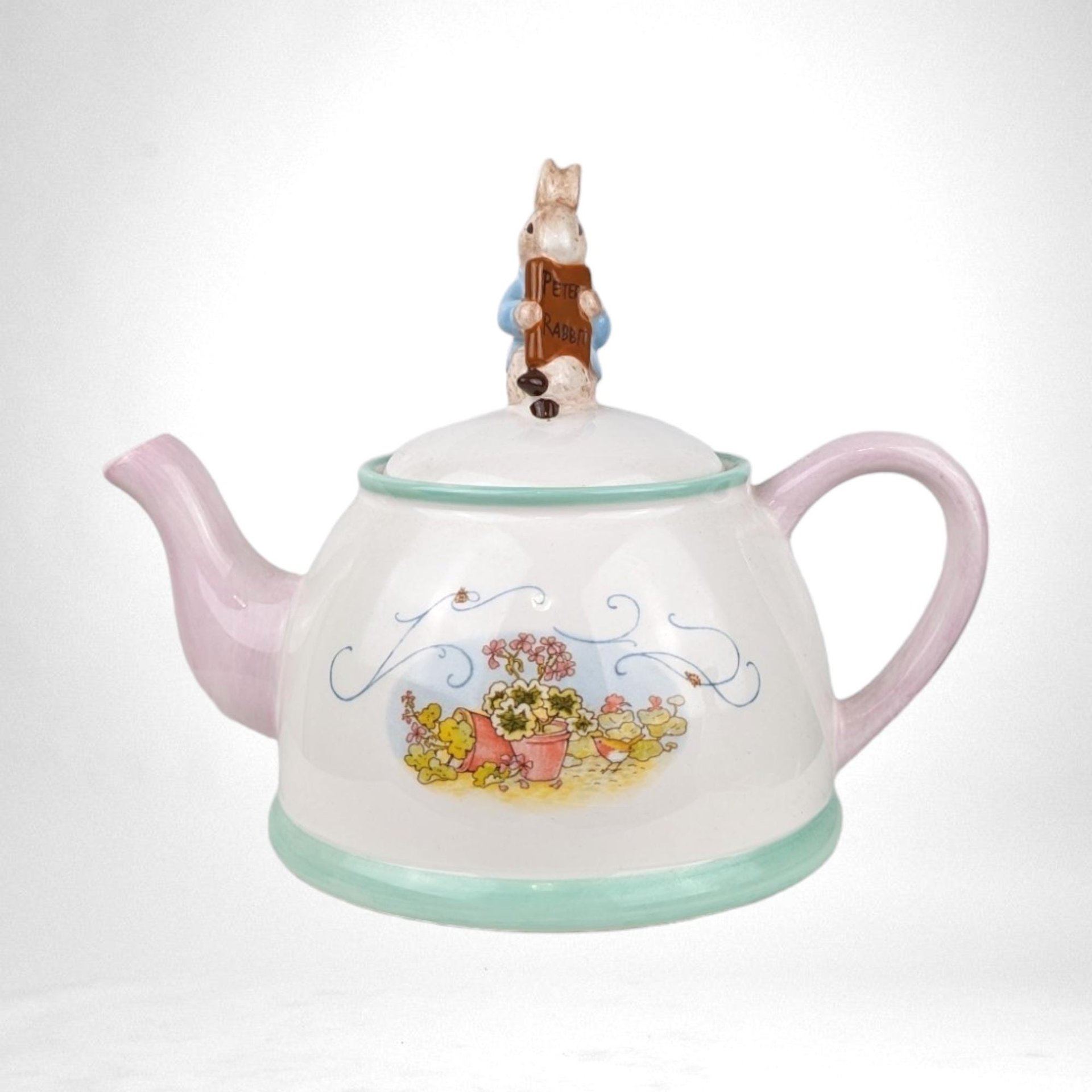2002 Beatrix Potter Peter Rabbit Teapot | Telefloral Collectible Ceramic Teapot | Charming Nursery Decor | Gift for Rabbit Lovers