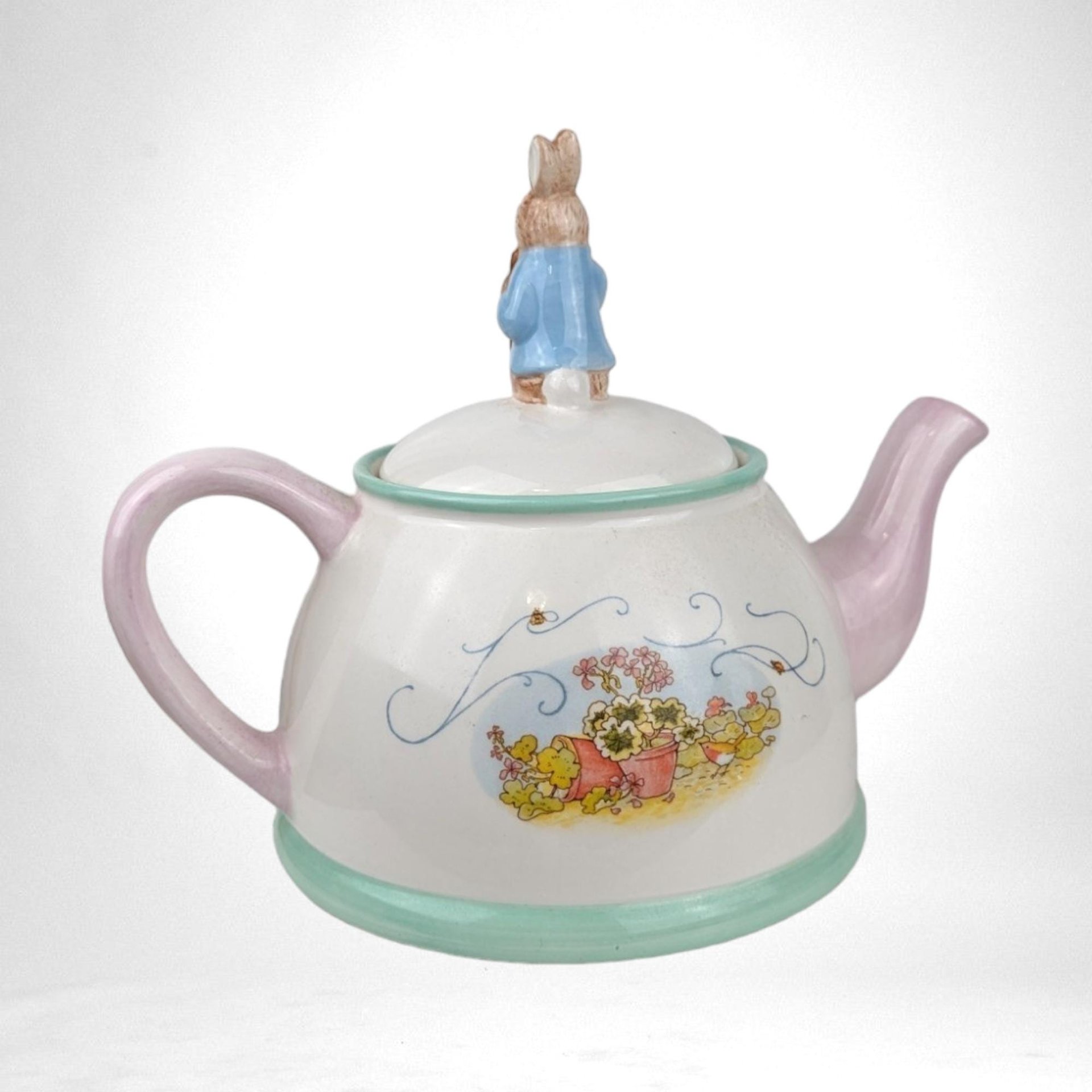 2002 Beatrix Potter Peter Rabbit Teapot | Telefloral Collectible Ceramic Teapot | Charming Nursery Decor | Gift for Rabbit Lovers