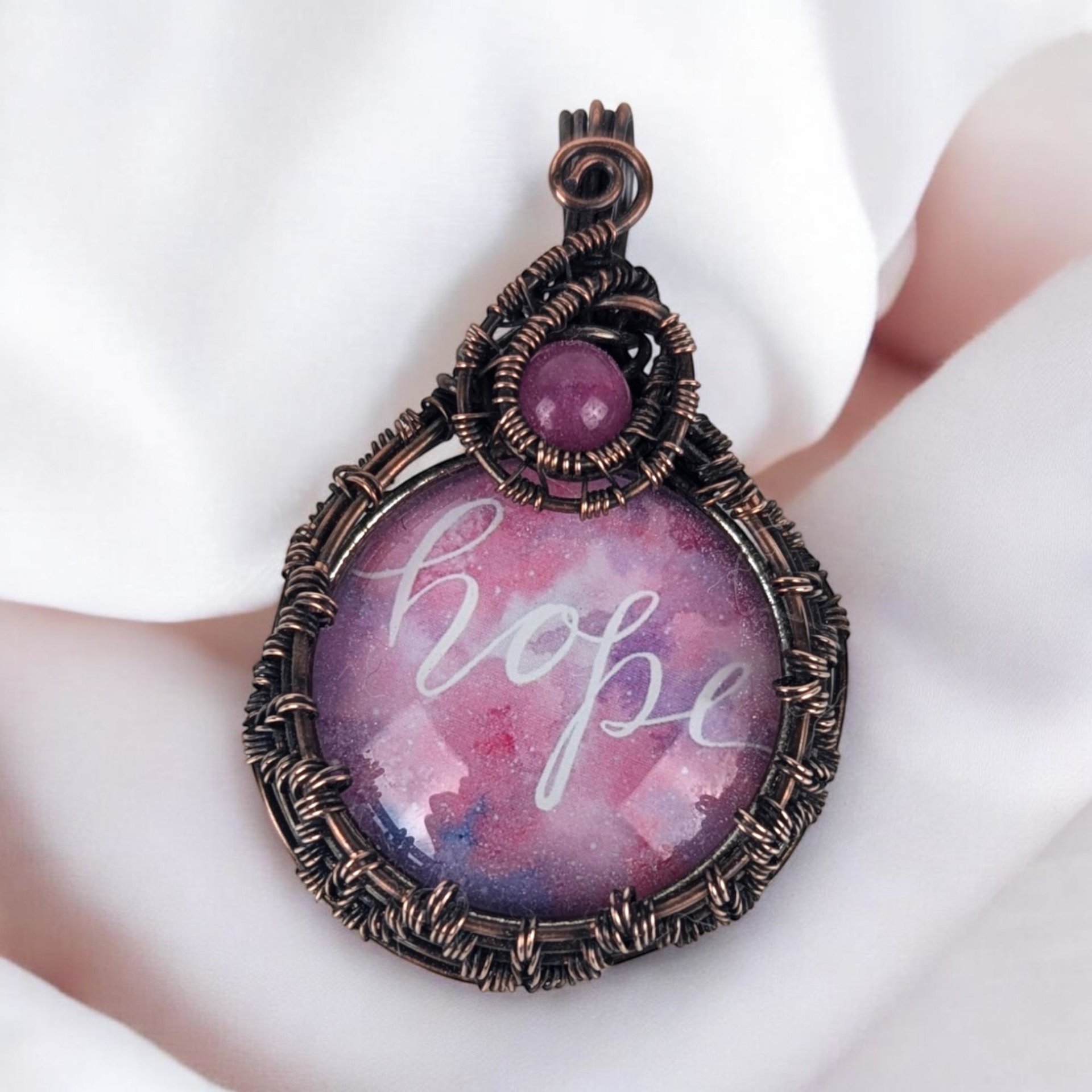 Handmade Copper Wire Wrapped 'Hope' Pendant | Inspirational Jewelry | Artisan Crafted Necklace | Unique Gift for Her