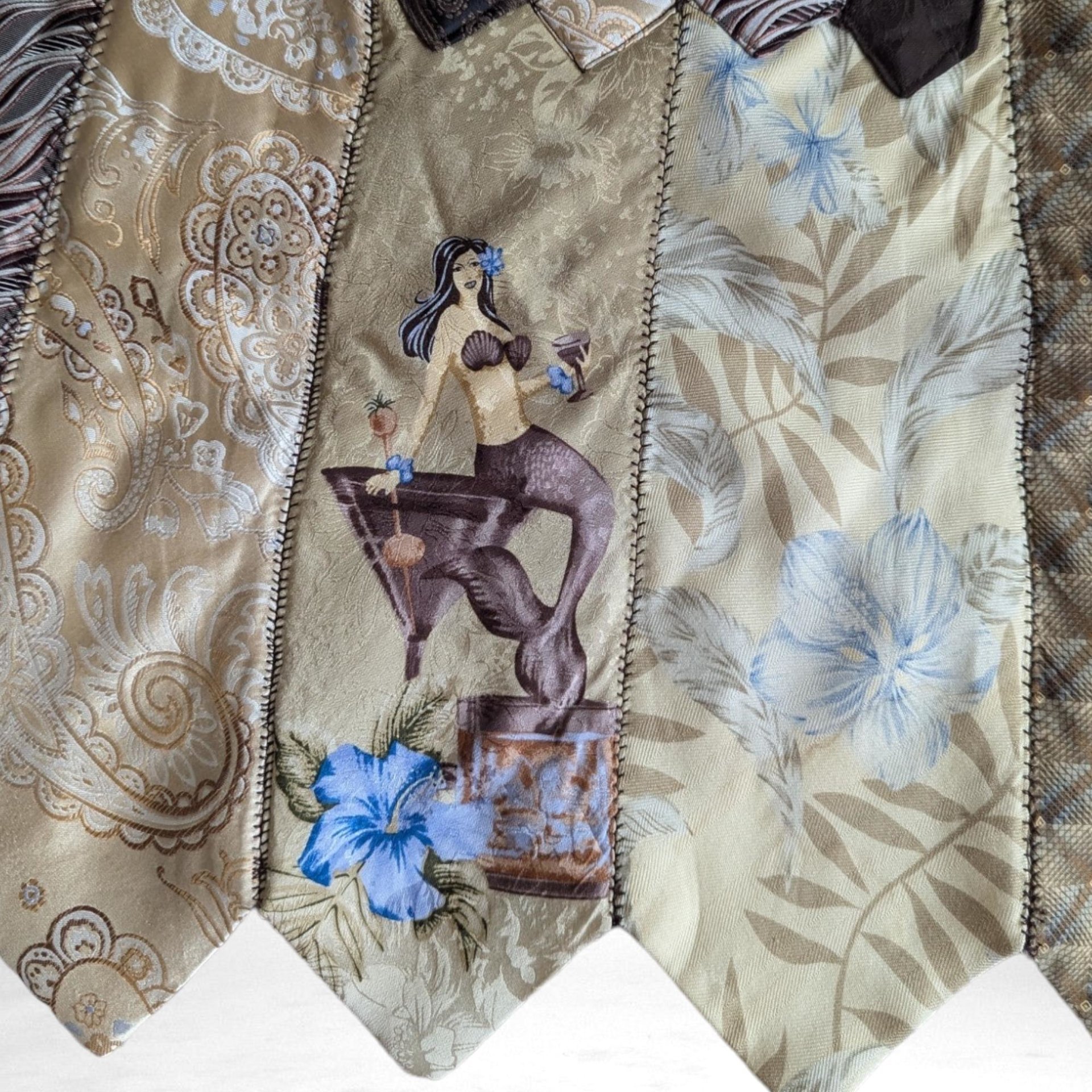 Upcycled Necktie Apron | Handmade from Vintage Ties | Unique Kitchen Apron | Eco-Friendly Gift | Retro Apron
