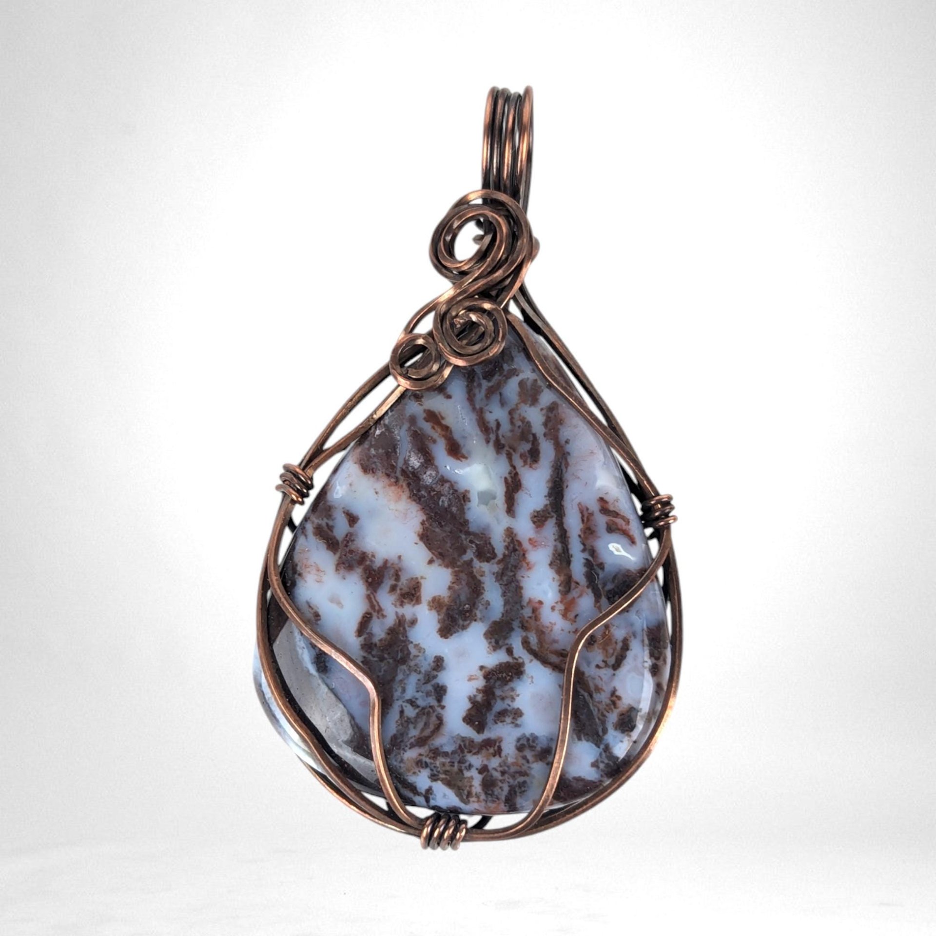 Handmade Copper Wire Wrapped Fancy Jasper Pendant, Boho Jewelry, Statement Necklace Pendant, Gift for Her