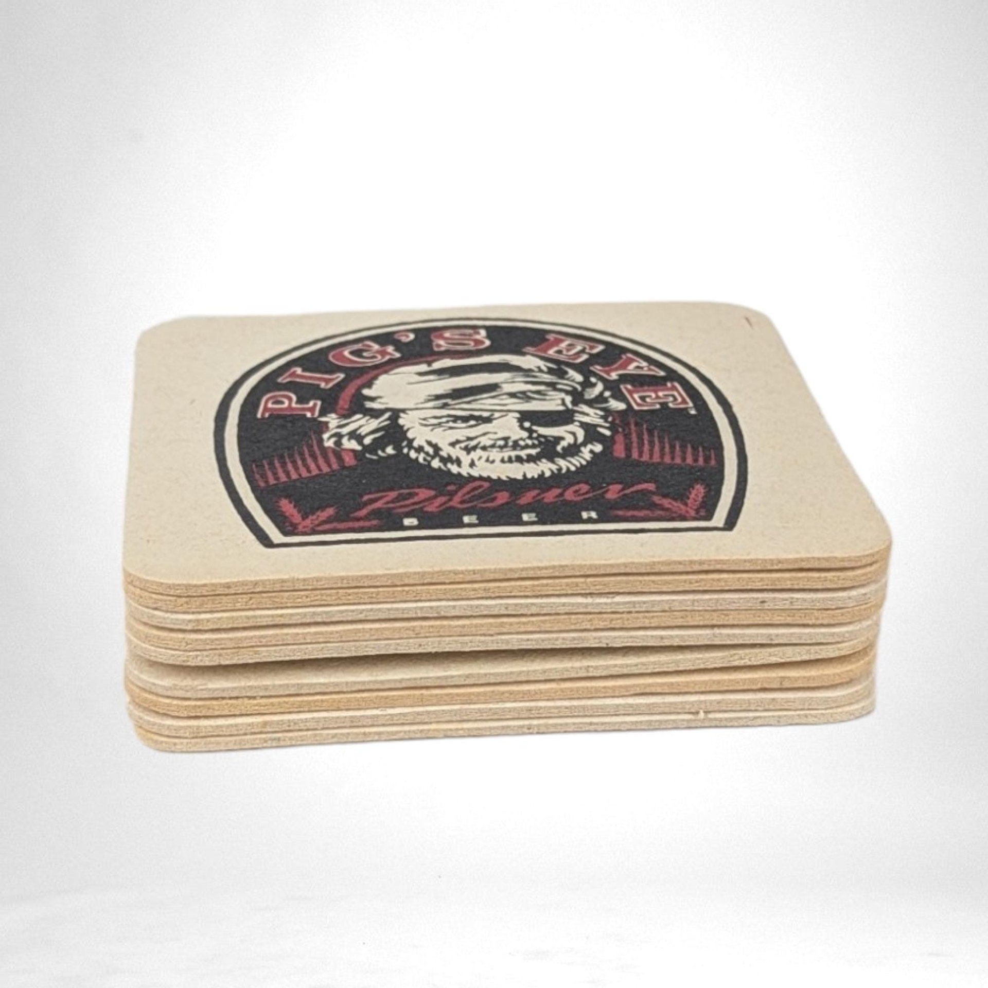 Set of 9 Vintage Pig's Eye Pilsner Beer Coasters |  Collectible Beer Coasters | Minnesota Brewing History |  Bar Decor