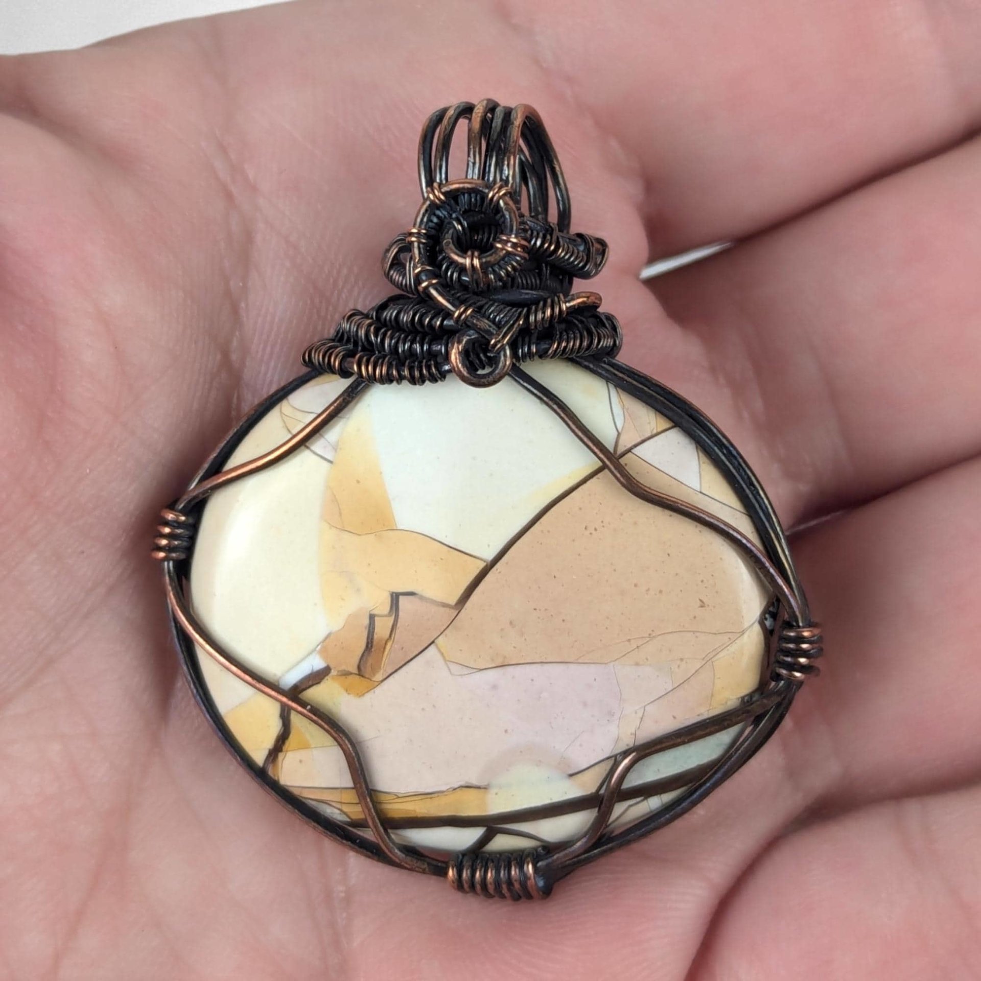 Copper Wire Wrapped Pendant | Mookaite Jasper | 2" | No Chain | Unique Gift | Handmade Jewelry