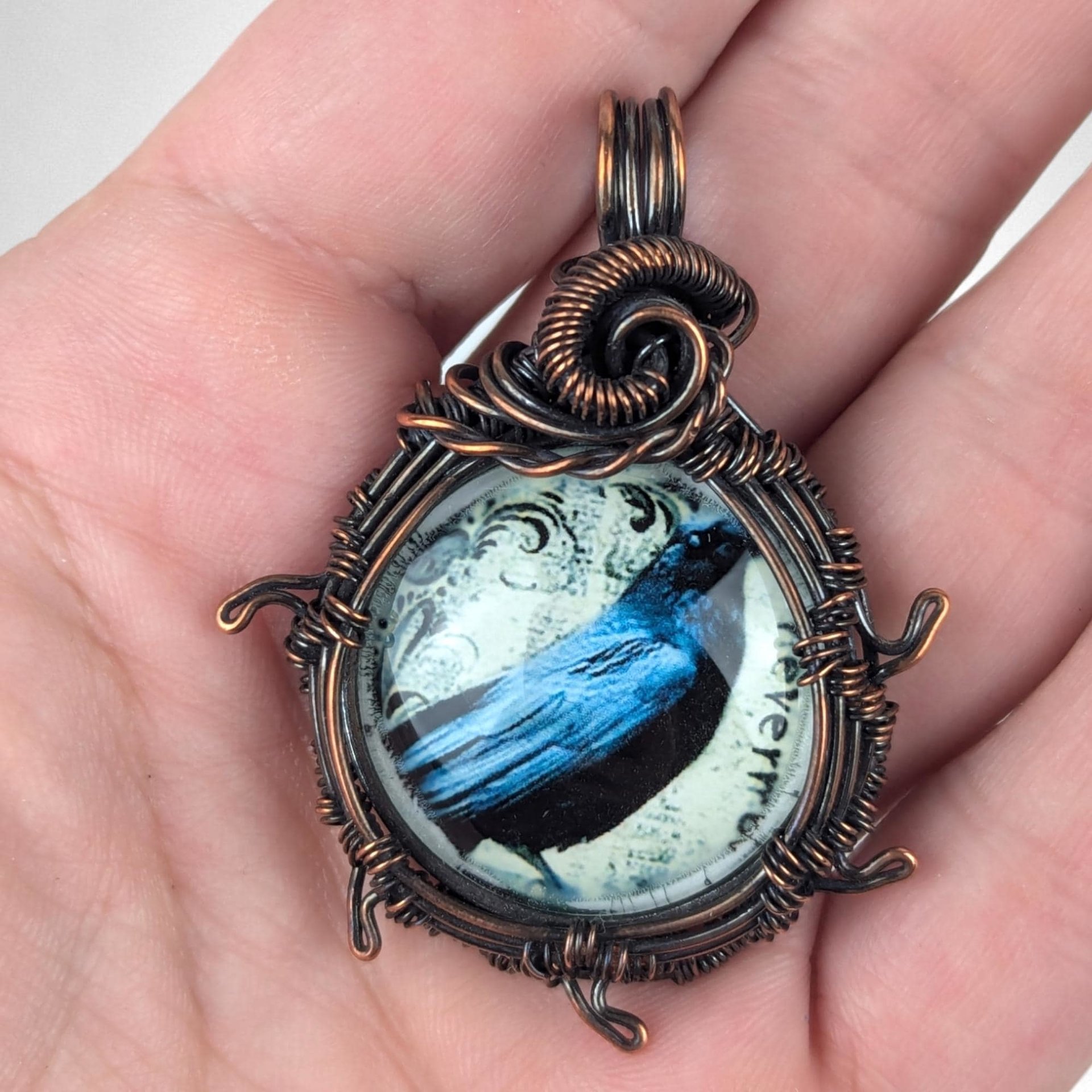 Raven Pendant | Handcrafted Copper Wire Wrapped | Mystical Jewelry | Symbolism Gift