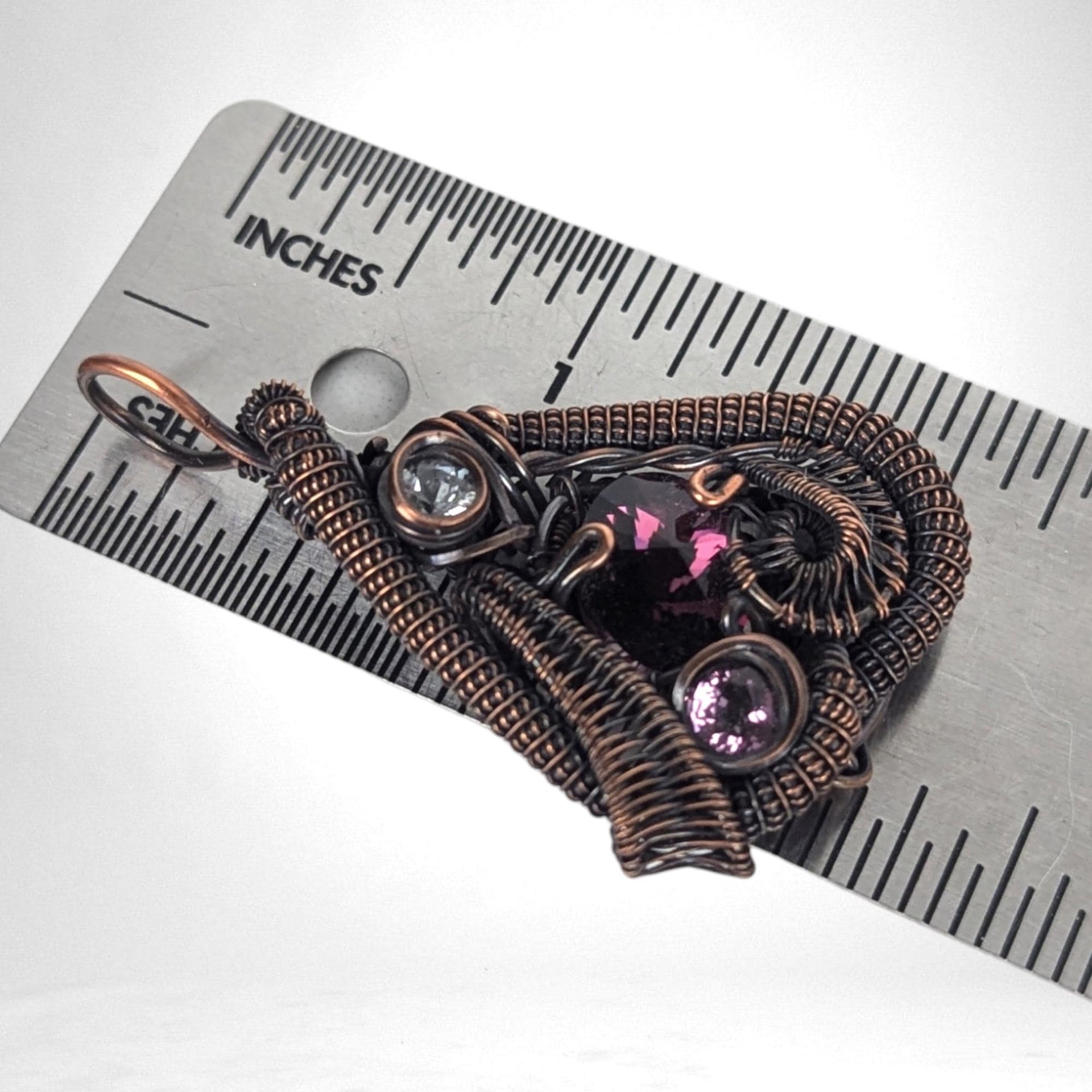 Purple Crystal Pendant | Wire Wrapped Copper Jewelry | Bold & Glamorous Fashion Accessory