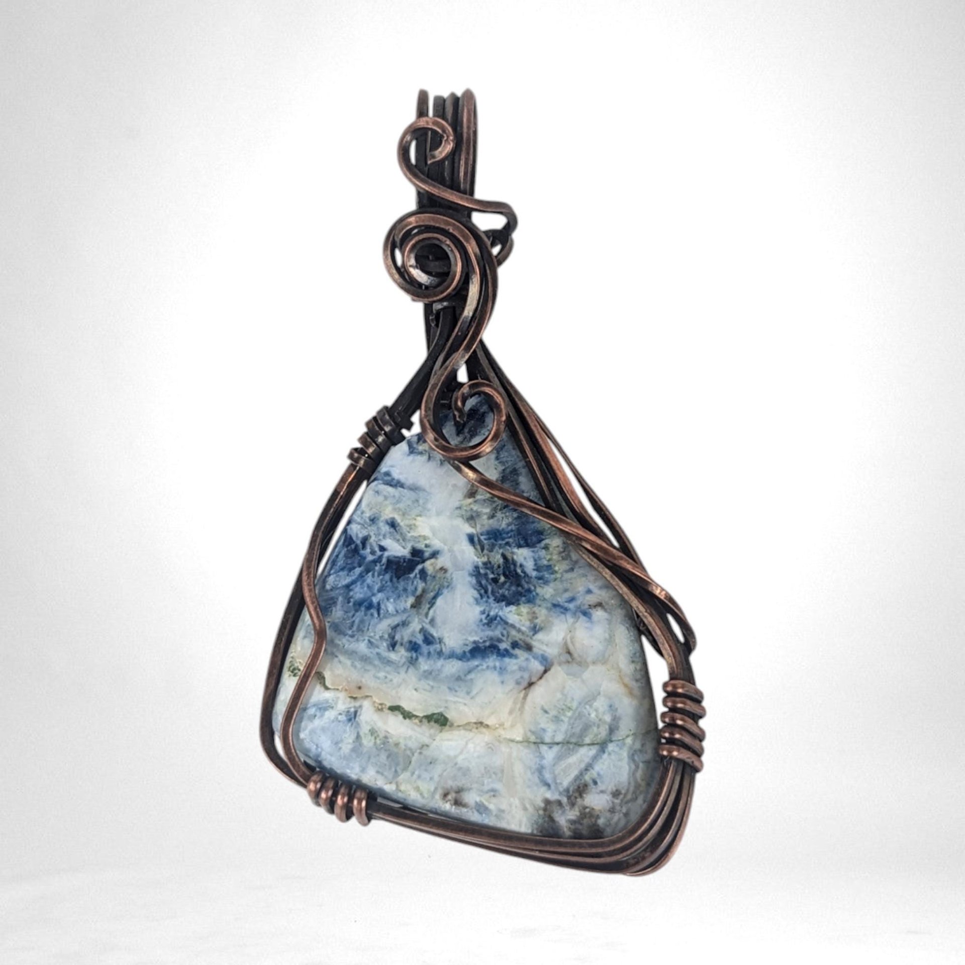 Copper Wire Wrapped Scheelite Pendant | Unique Artisan Jewelry | Handmade Natural Stone Necklace | Bohemian Style Gift for Her