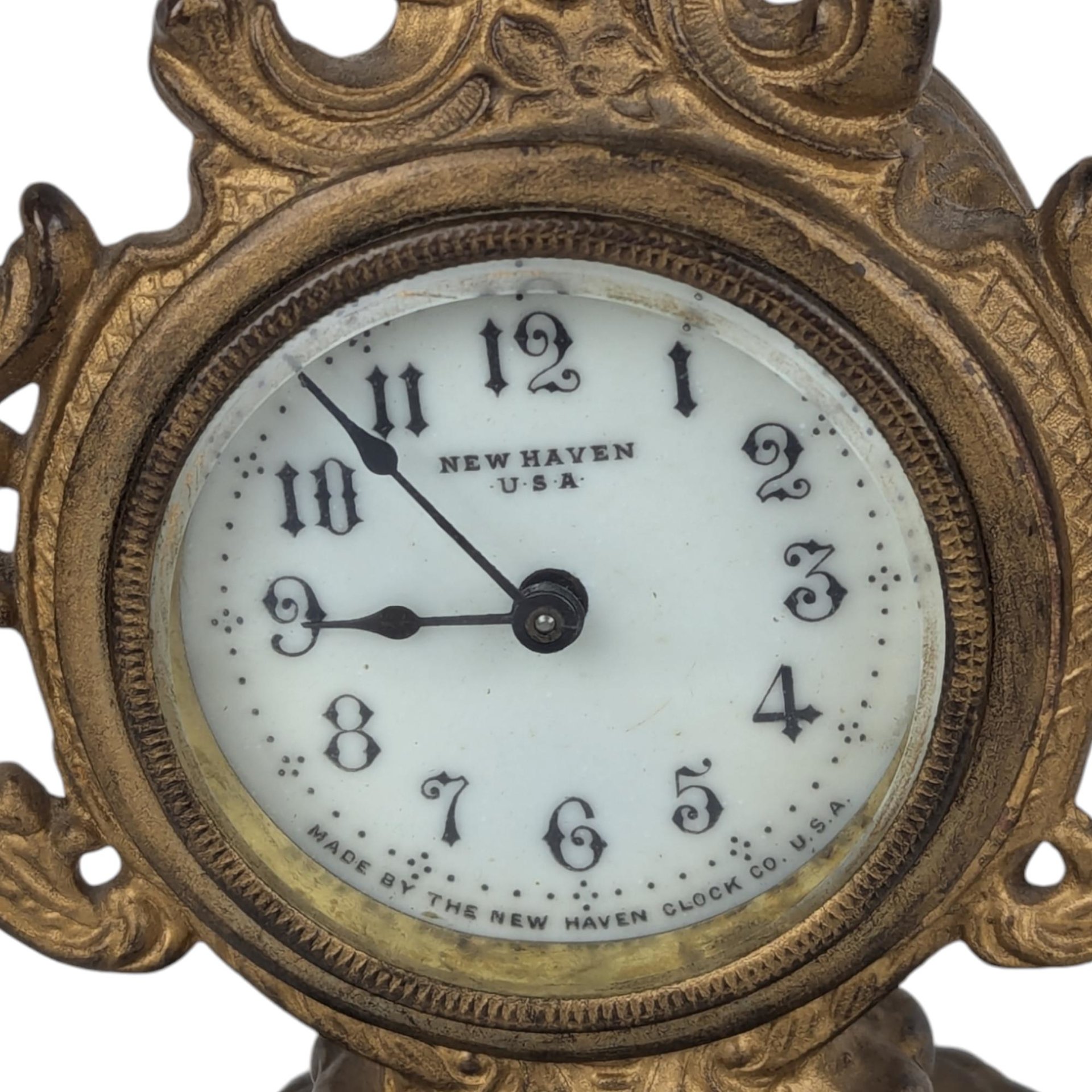 Antique New Haven Small Bronze Clock, Does Not Work
