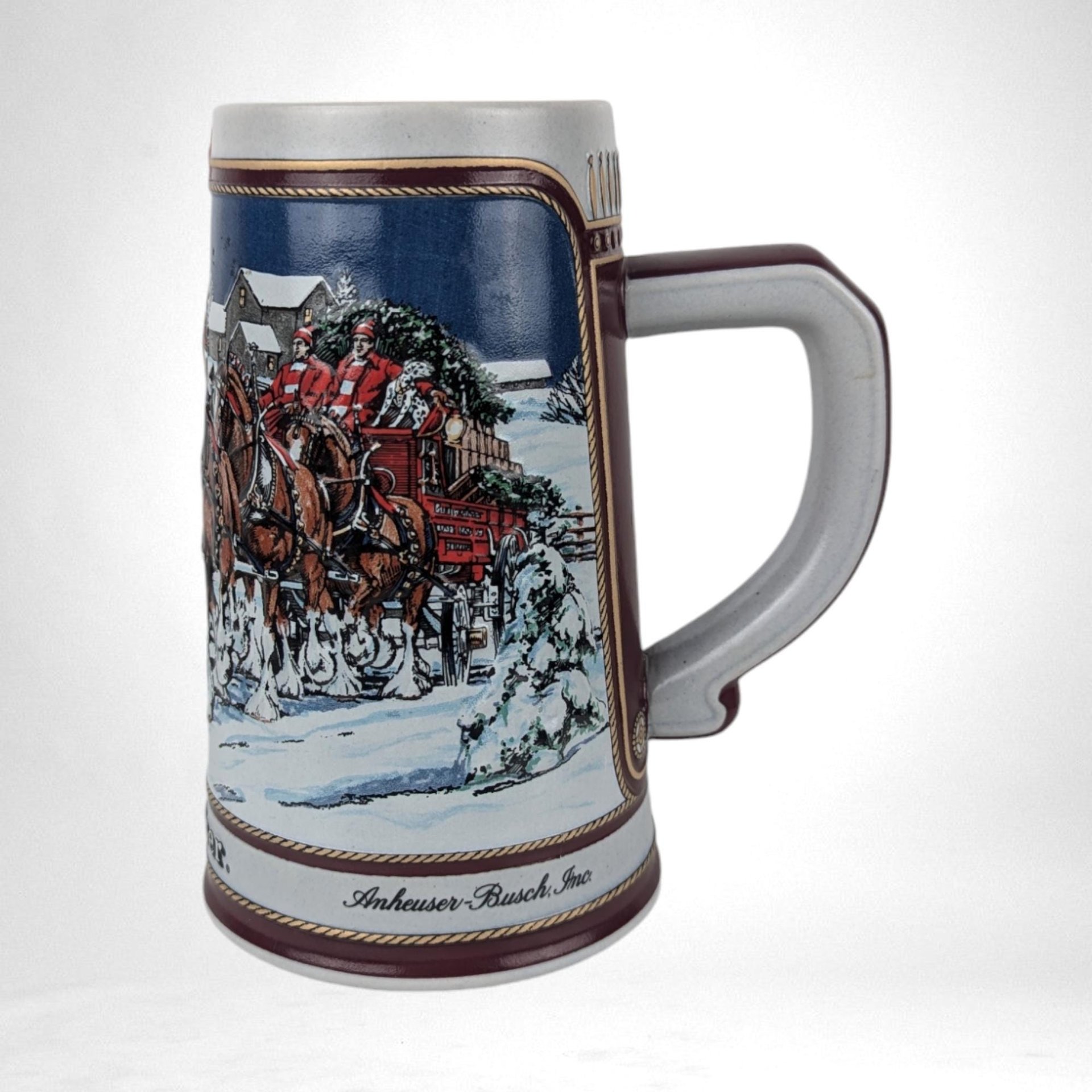 Vintage 1989 Anheuser-Busch Collector Stein "The Hitch on a Winter's Evening" | Beer Stein | Holiday Decor