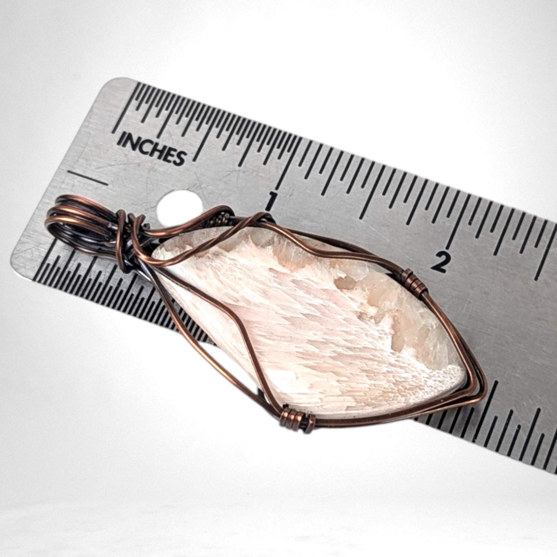 Copper Wire Wrapped Scolecite Pendant | Unique Artisan Jewelry | Handmade Natural Stone Necklace | Bohemian Style Gift for Her