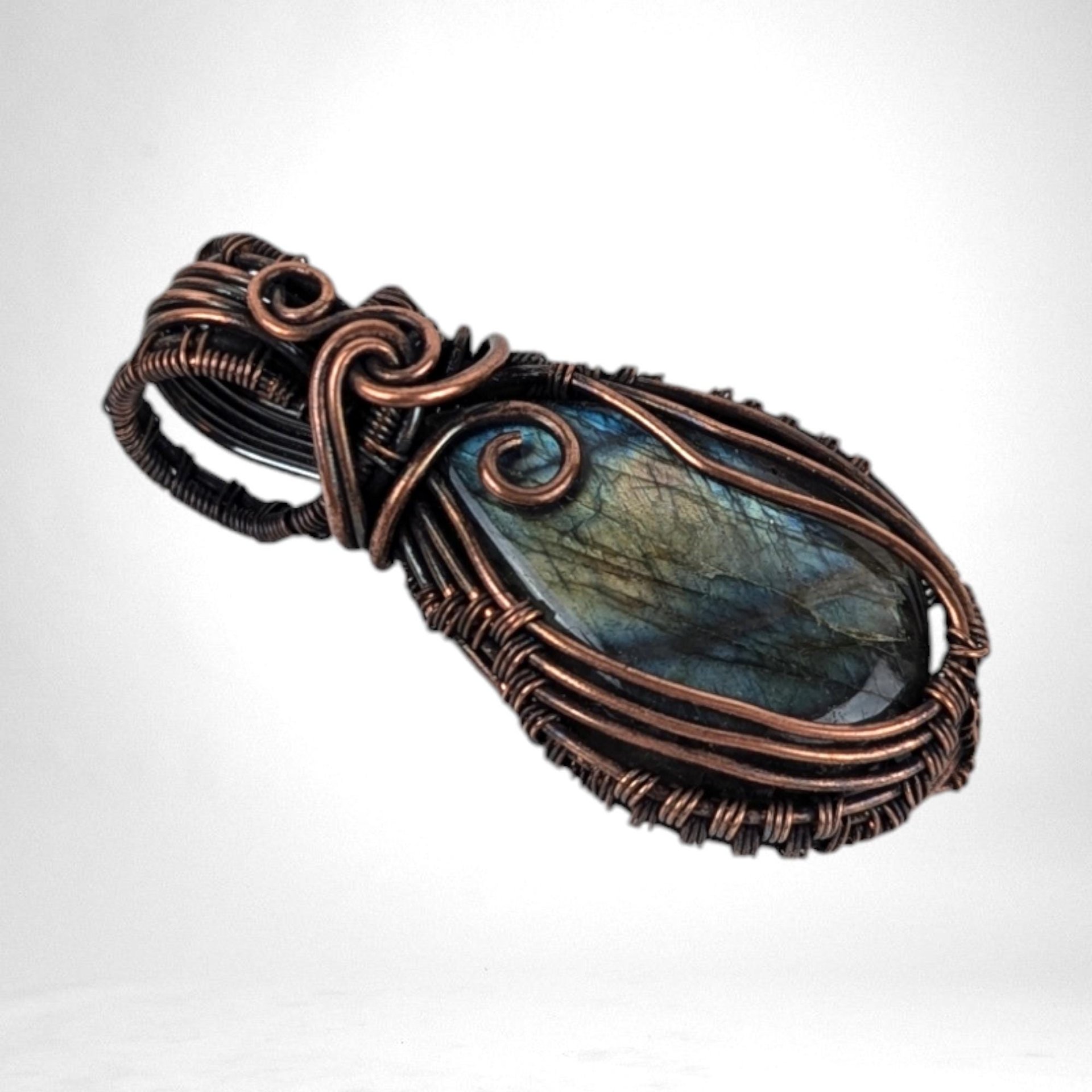 Handmade Copper Wire Wrapped Labradorite Pendant | Mystical Artisan Jewelry | Gift for Spiritual Seeker