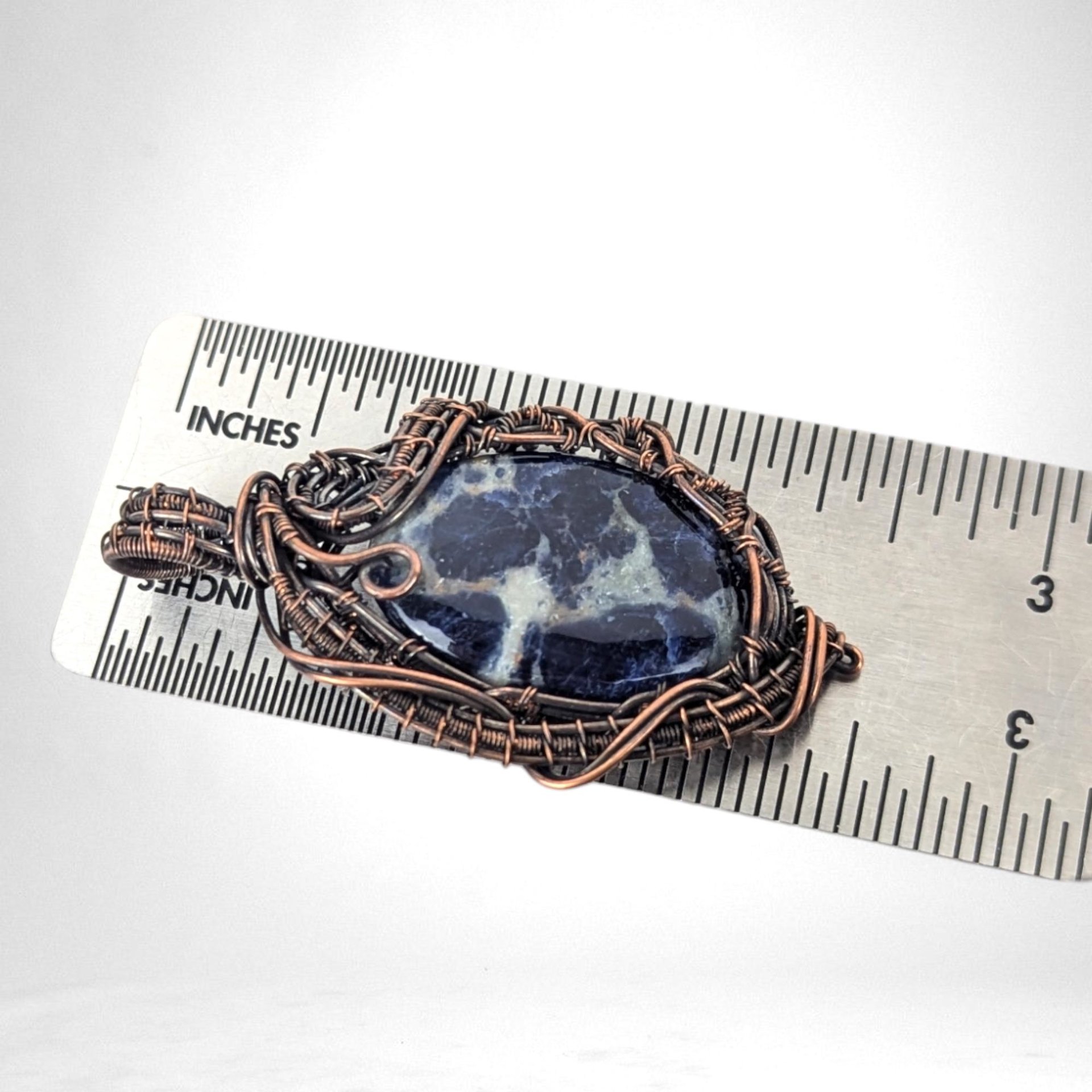 Handmade Copper Wire Wrapped Sodalite Pendant | Unique Artisan Jewelry | Gift for Intuition & Calm