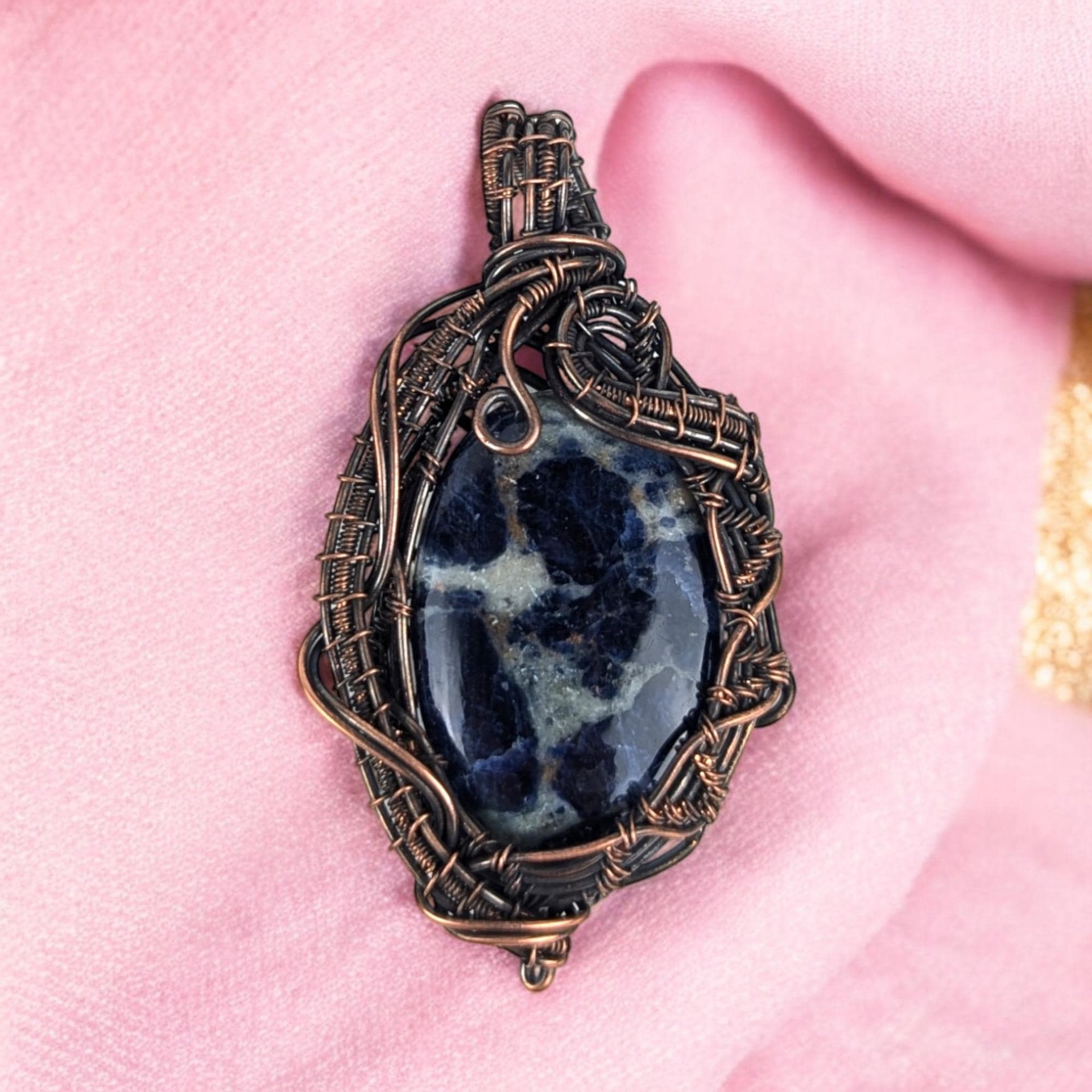 Handmade Copper Wire Wrapped Sodalite Pendant | Unique Artisan Jewelry | Gift for Intuition & Calm