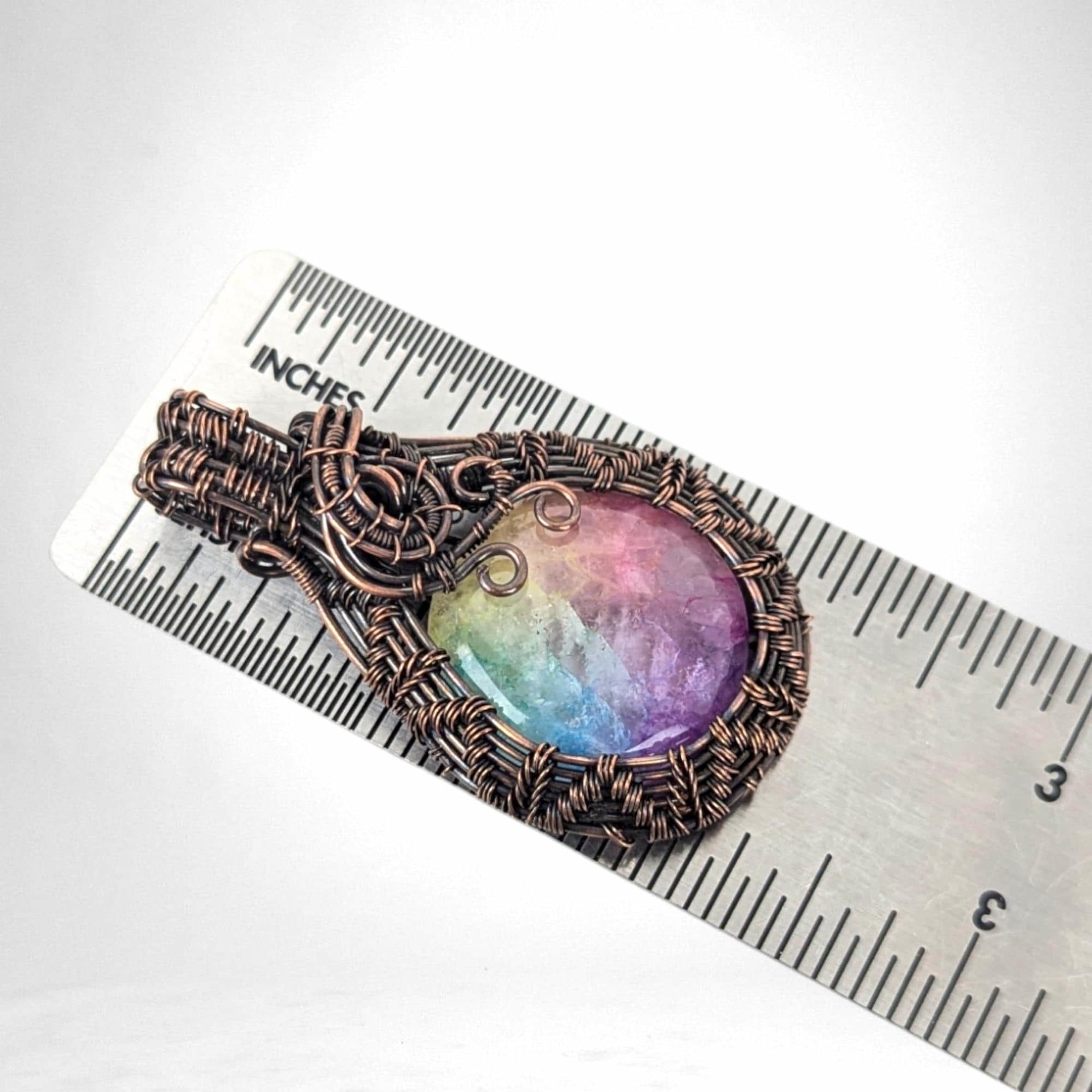Handmade Copper Wire Wrapped Rainbow Solar Quartz Pendant | Vibrant Artisan Jewelry | Gift for Positivity