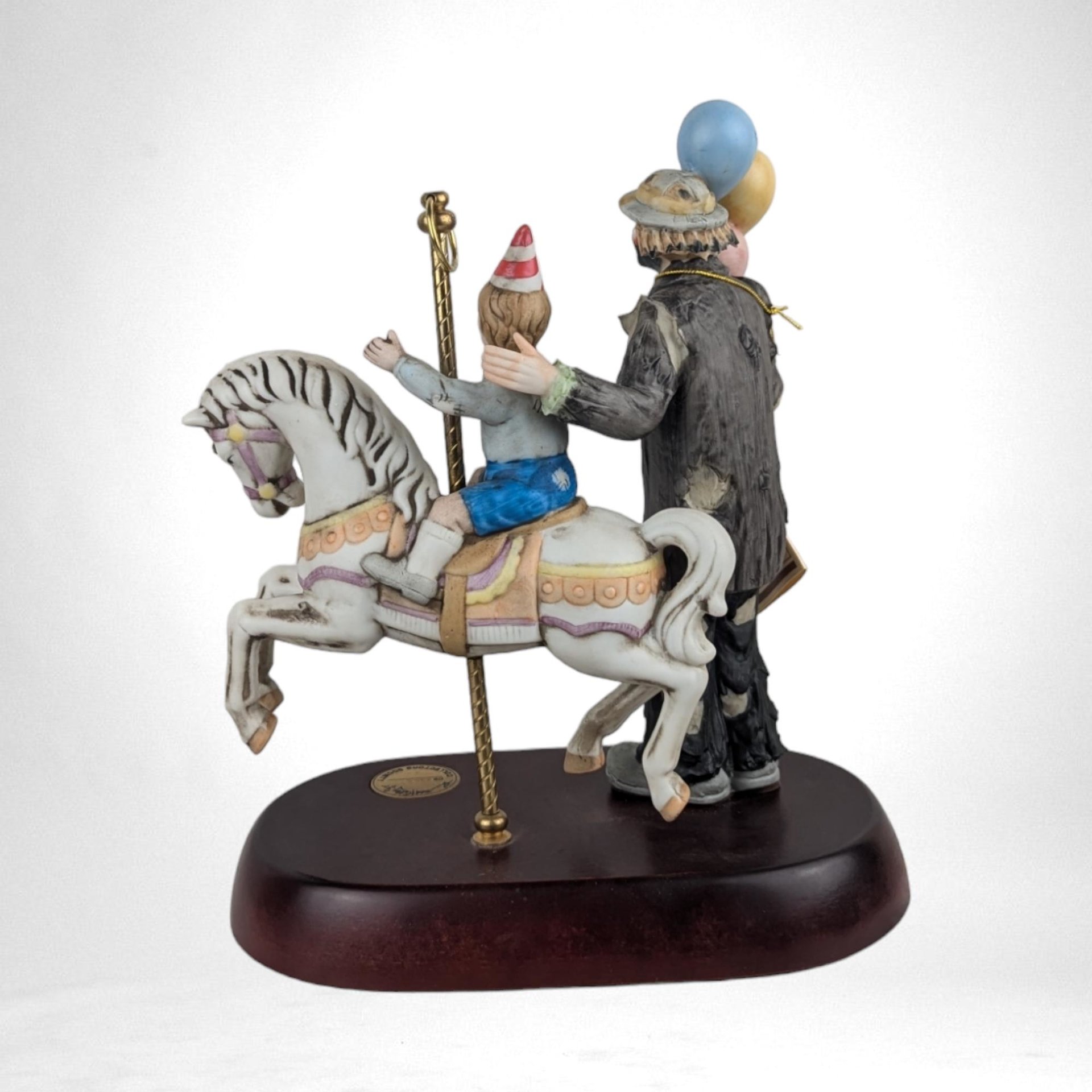 Vintage 1989 Emmett Kelly Jr. "The Merry-Go-Round" Porcelain Figurine - Limited Edition Clown with Child - Circus Collectible