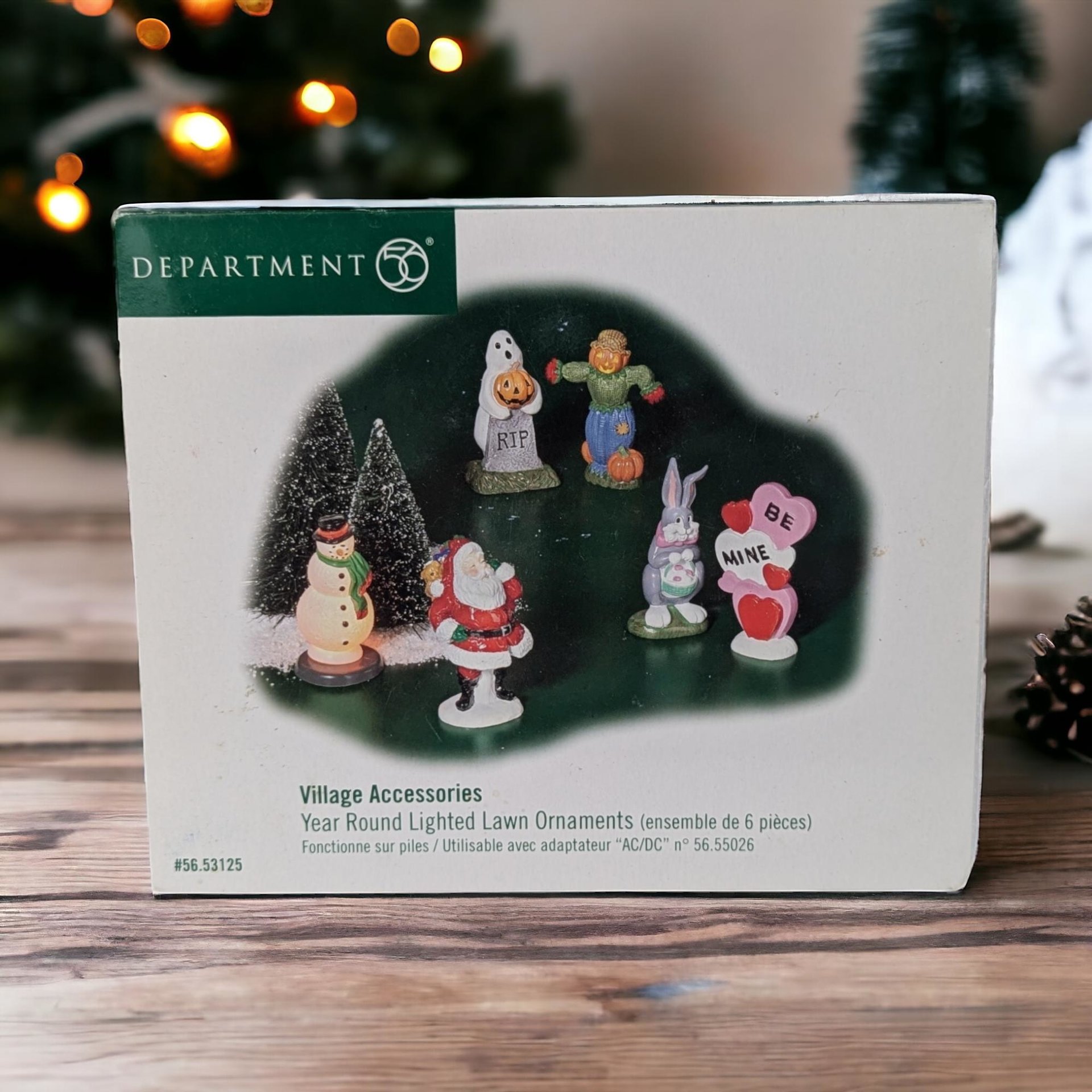 Dept 56 Village Accessories, Year Round Lighted Lawn Ornaments, Set of 5 Figures, Snow Village, Holiday Decor