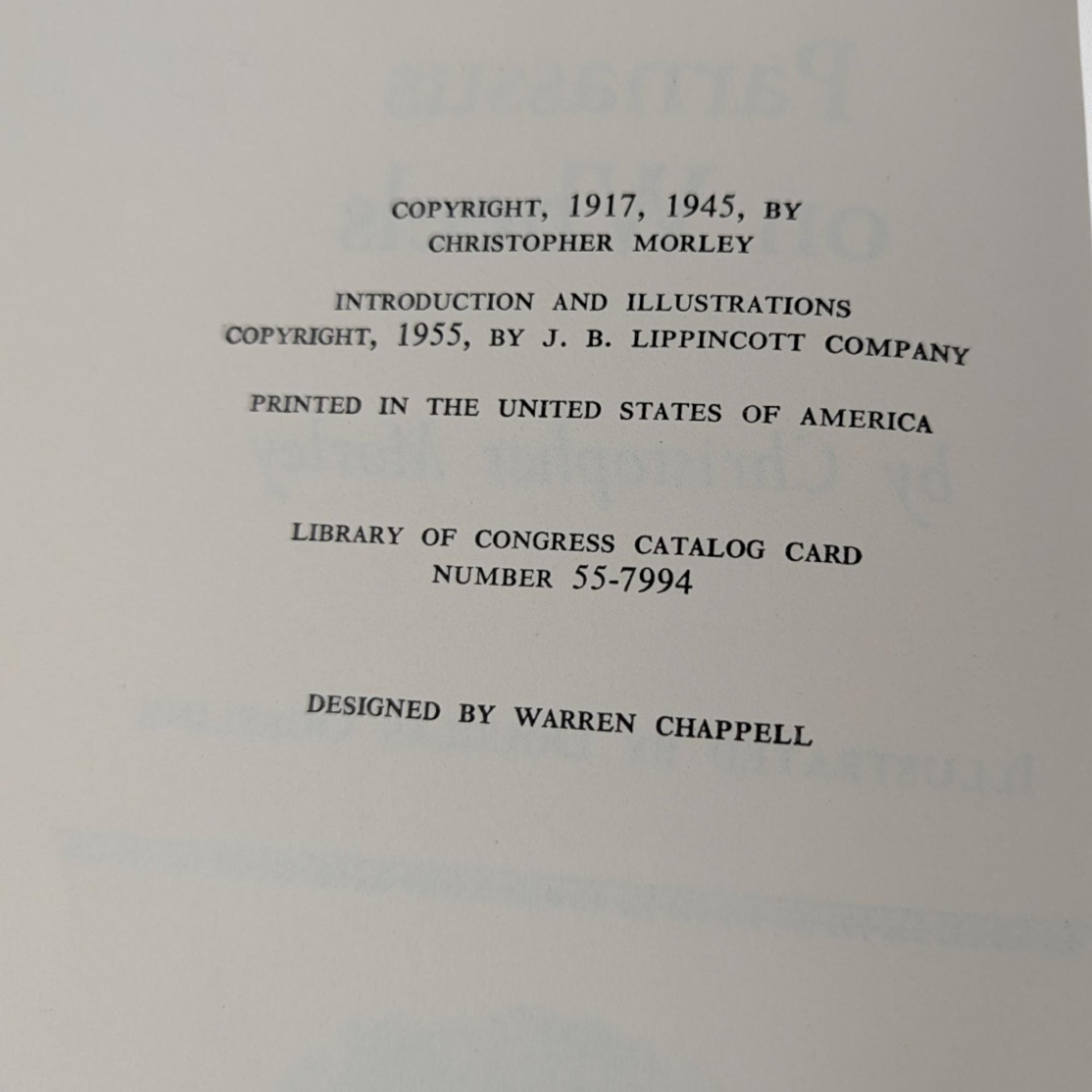 1955 Parnassus on Wheels by Christopher Morley, Hardcover Book