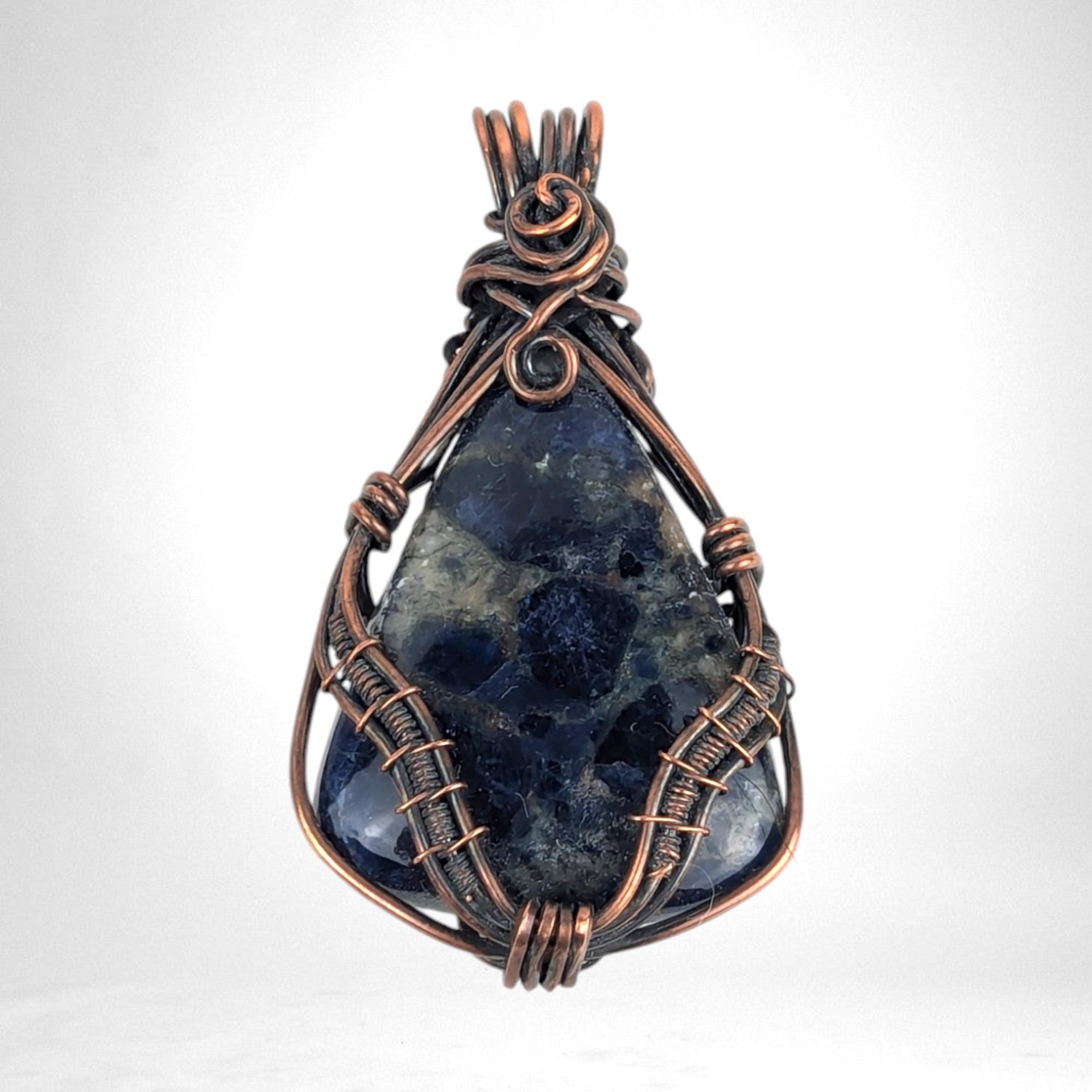 Handmade Copper Wire Wrapped Sodalite Pendant | Blue Gemstone Jewelry | Unique Gift | Boho