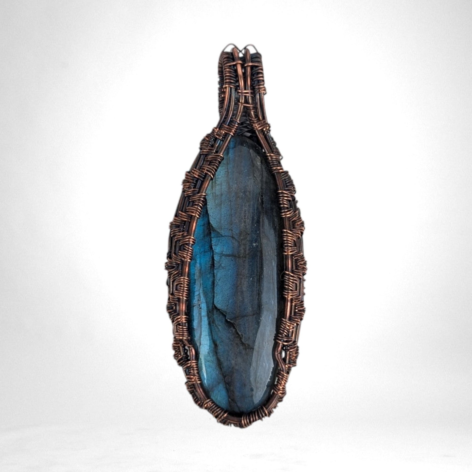 Handmade Copper Wire Wrapped Blue Labradorite Pendant | Unique Artisan Jewelry | Mystical Gift