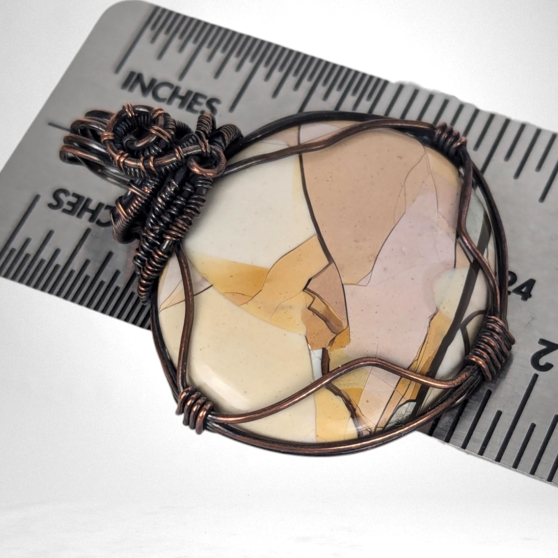 Copper Wire Wrapped Pendant | Mookaite Jasper | 2" | No Chain | Unique Gift | Handmade Jewelry