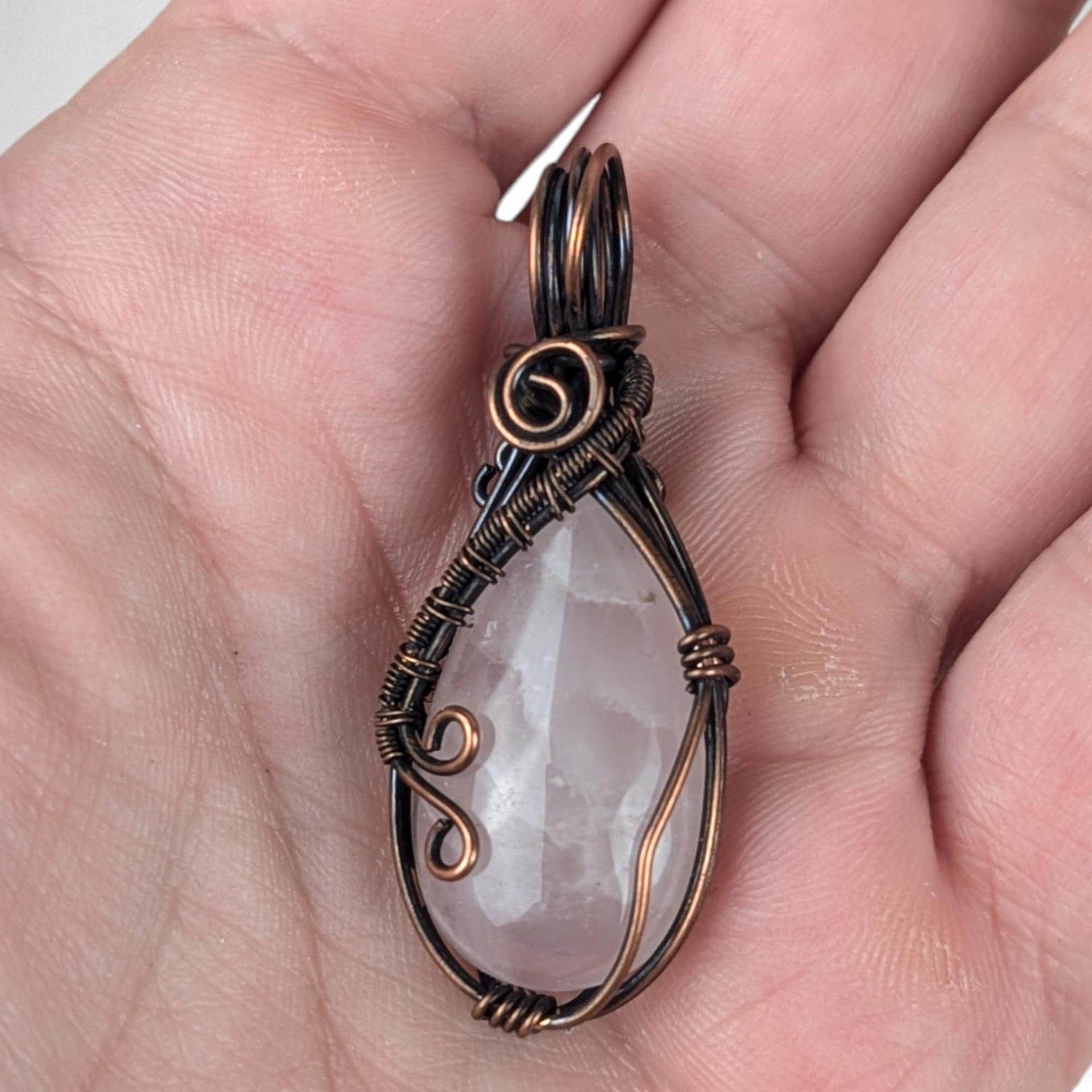 Rose Quartz Pendant | Copper Wire Wrapped | Healing Crystal Jewelry | Gift for Self-Love