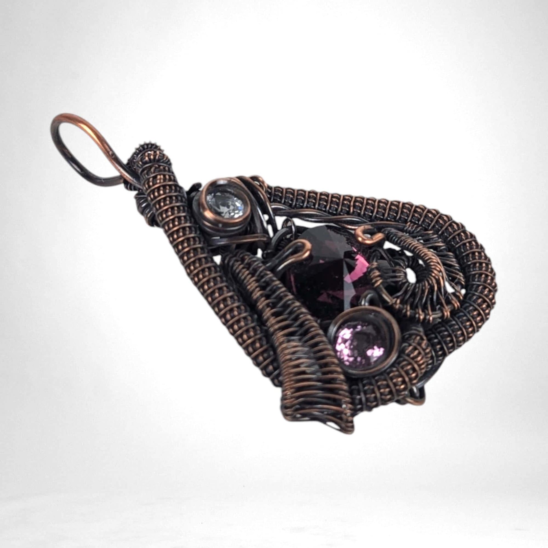Purple Crystal Pendant | Wire Wrapped Copper Jewelry | Bold & Glamorous Fashion Accessory
