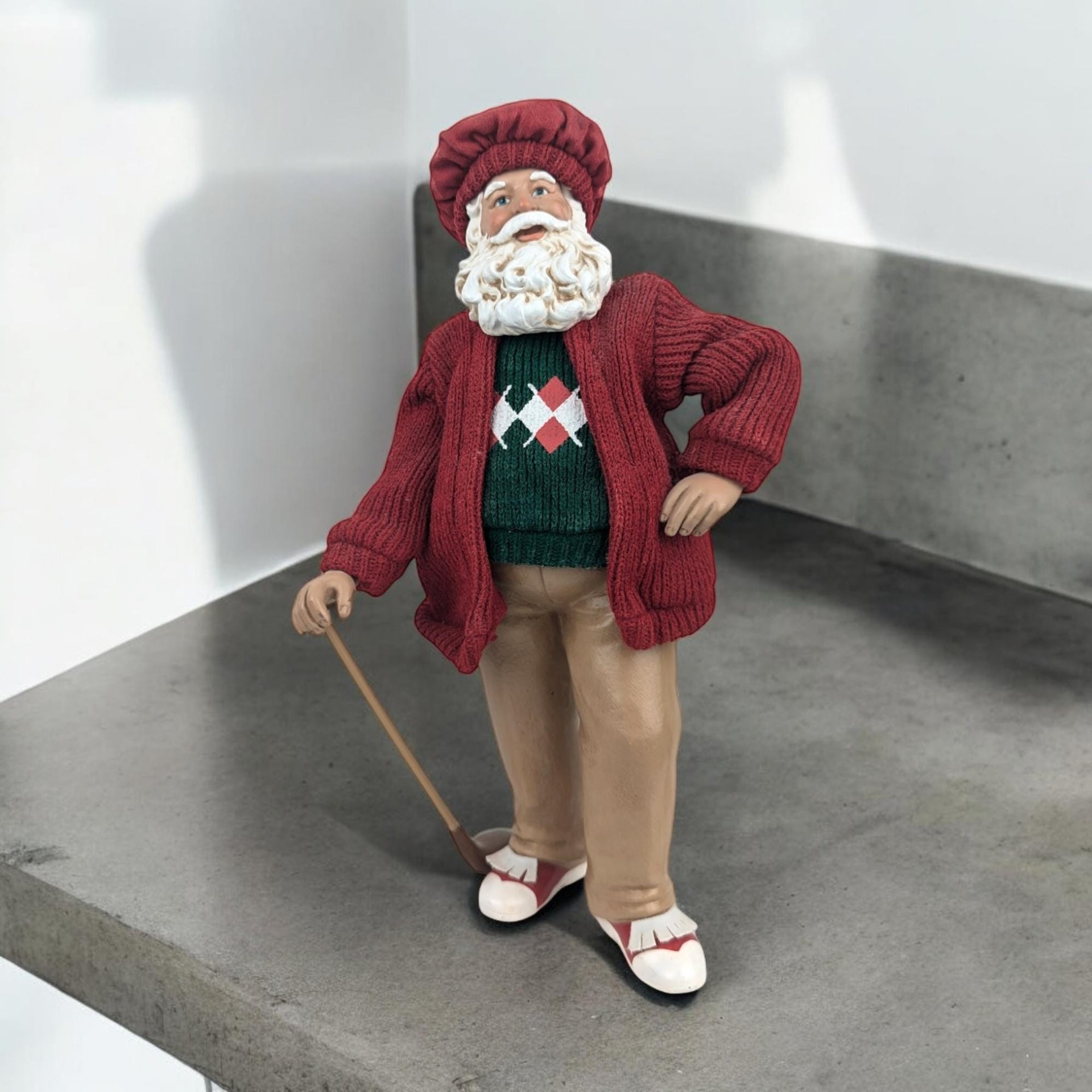 Vintage Possible Dreams Golfing Santa Figurine | Christmas Decor | Santa Claus Collectible | Golfer Gift