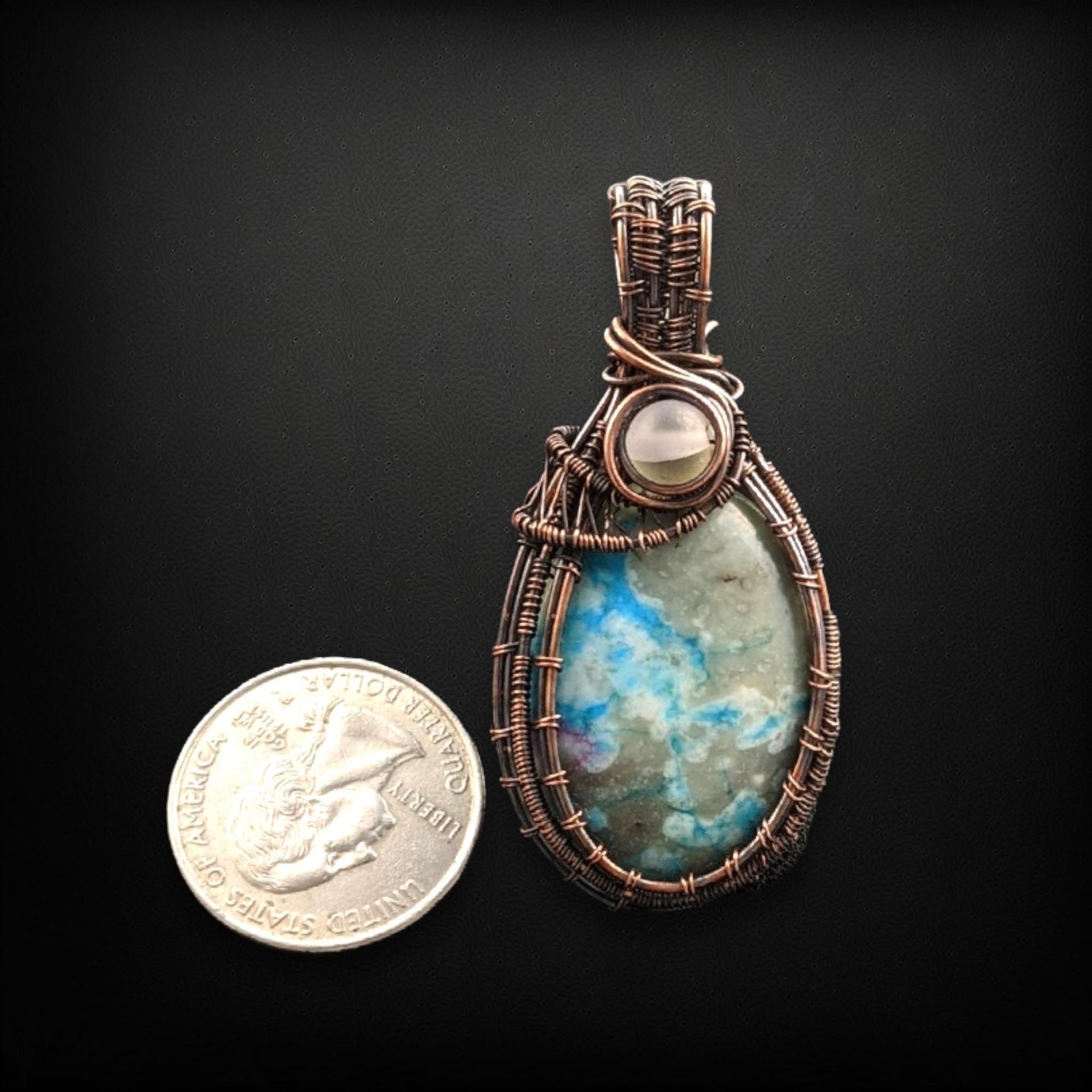 Copper Wire Wrapped Natural Stone Necklace | Handmade Artisan Jewelry | Unique Bohemian Style Pendant | Gift for Her