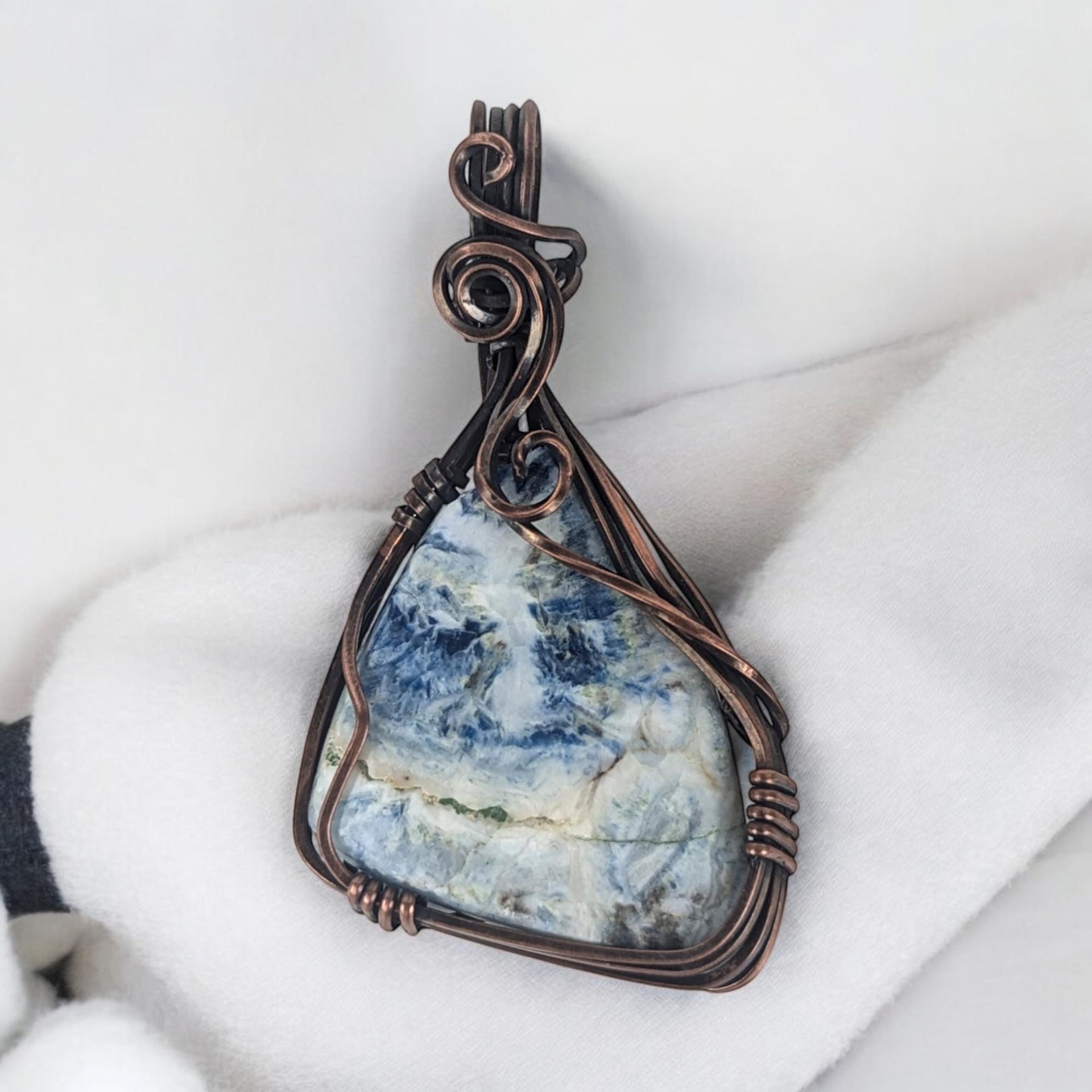 Copper Wire Wrapped Scheelite Pendant | Unique Artisan Jewelry | Handmade Natural Stone Necklace | Bohemian Style Gift for Her