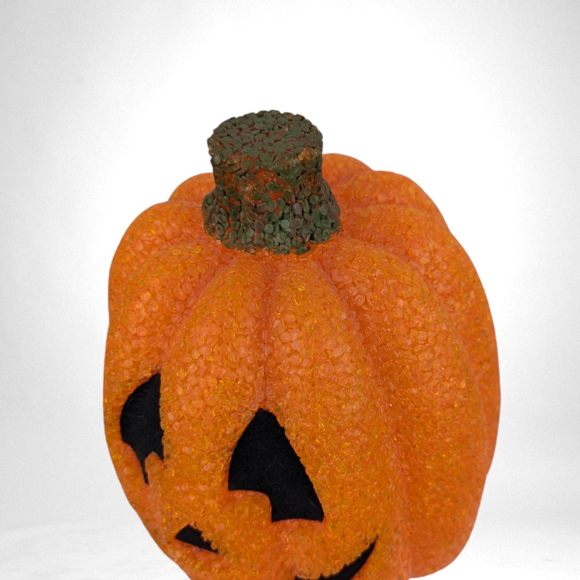 Vintage Melted Plastic Popcorn Light Up Jack O'Lantern | 9 1/2" Tall | Halloween Decor | Working Light