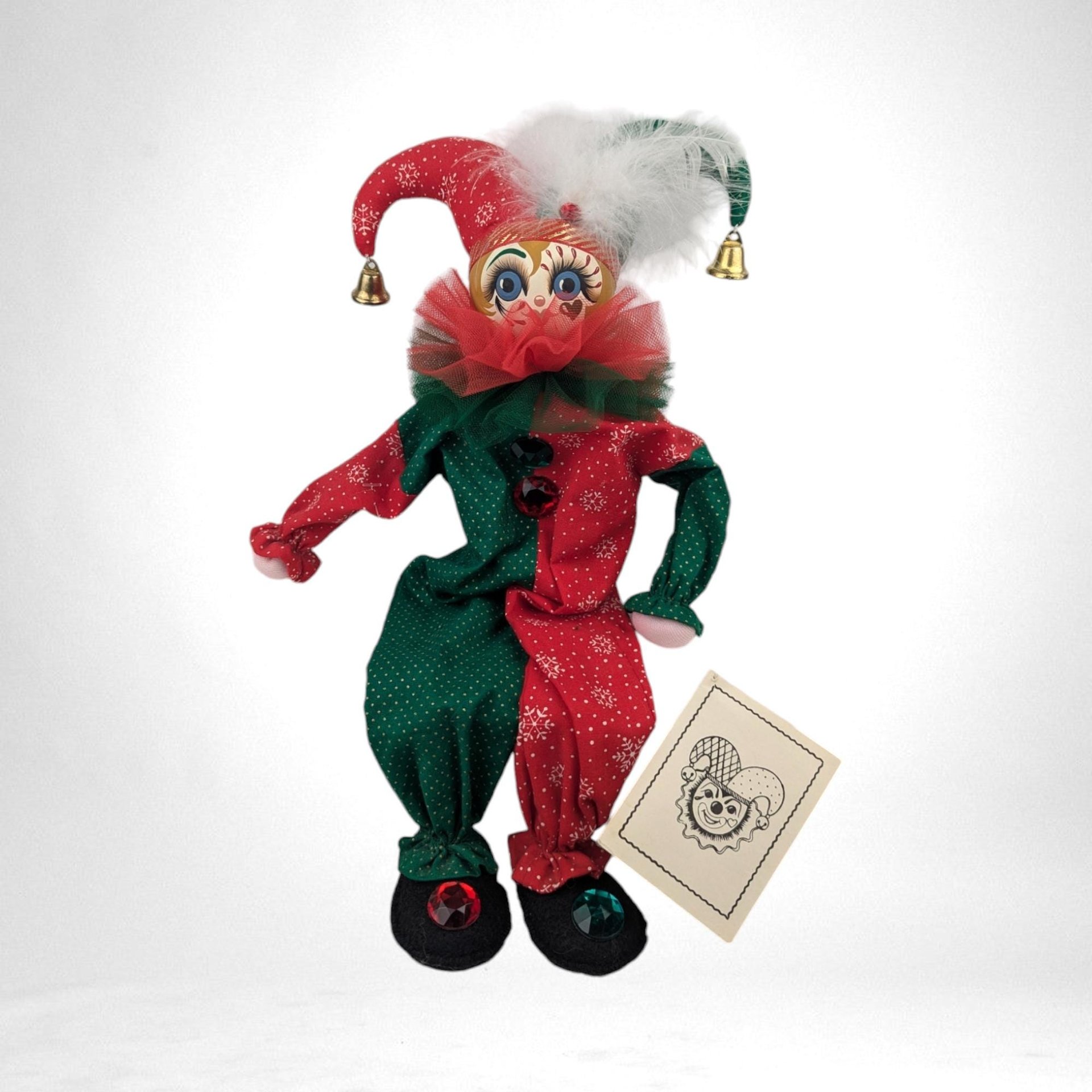 Vintage 1990 Judy Hunter Merry Joy Musical Jester Shelf Sitter | 8" Sitting | Plays "Send in the Clowns"