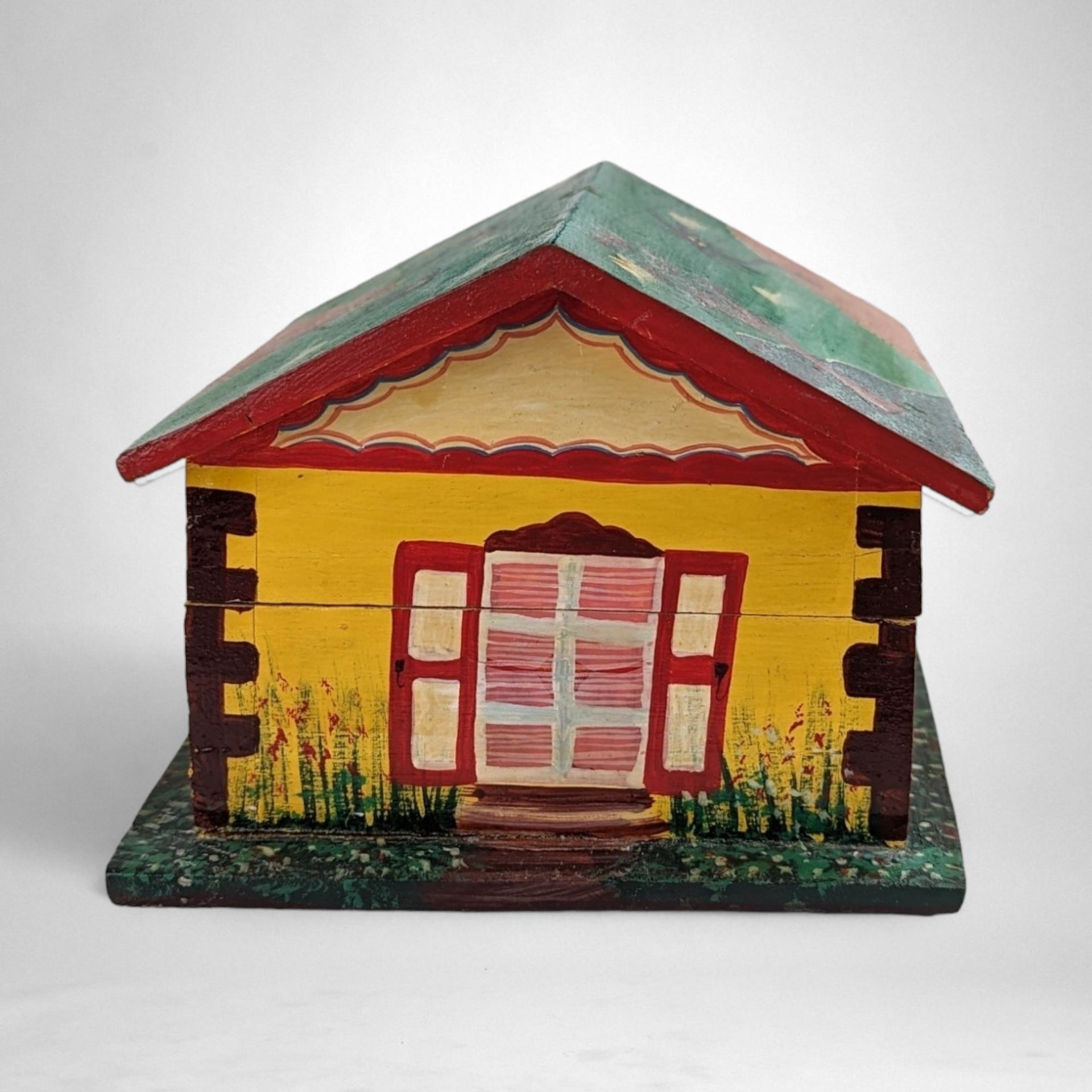 Hand Painted Wooden Treasure Box - Folk Art - Haitian Art - Signed Steph 2003 - Unique Gift - Decorative Storage - Keepsake Box