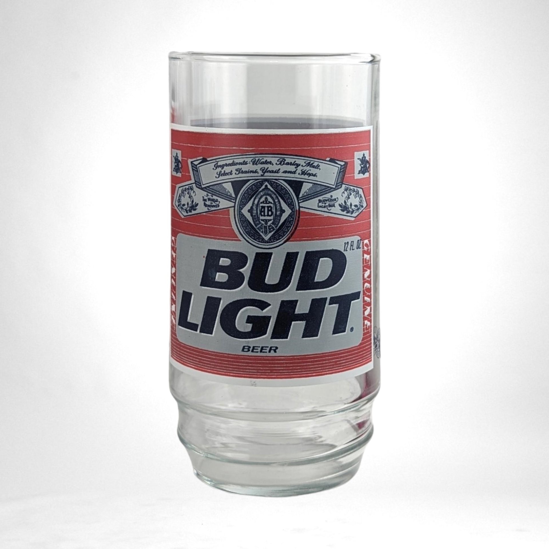 Vintage Bud Light Beer Glasses, Set of 4,  Classic Red Label,  Barware,  Man Cave Decor,  Collectible Glasses
