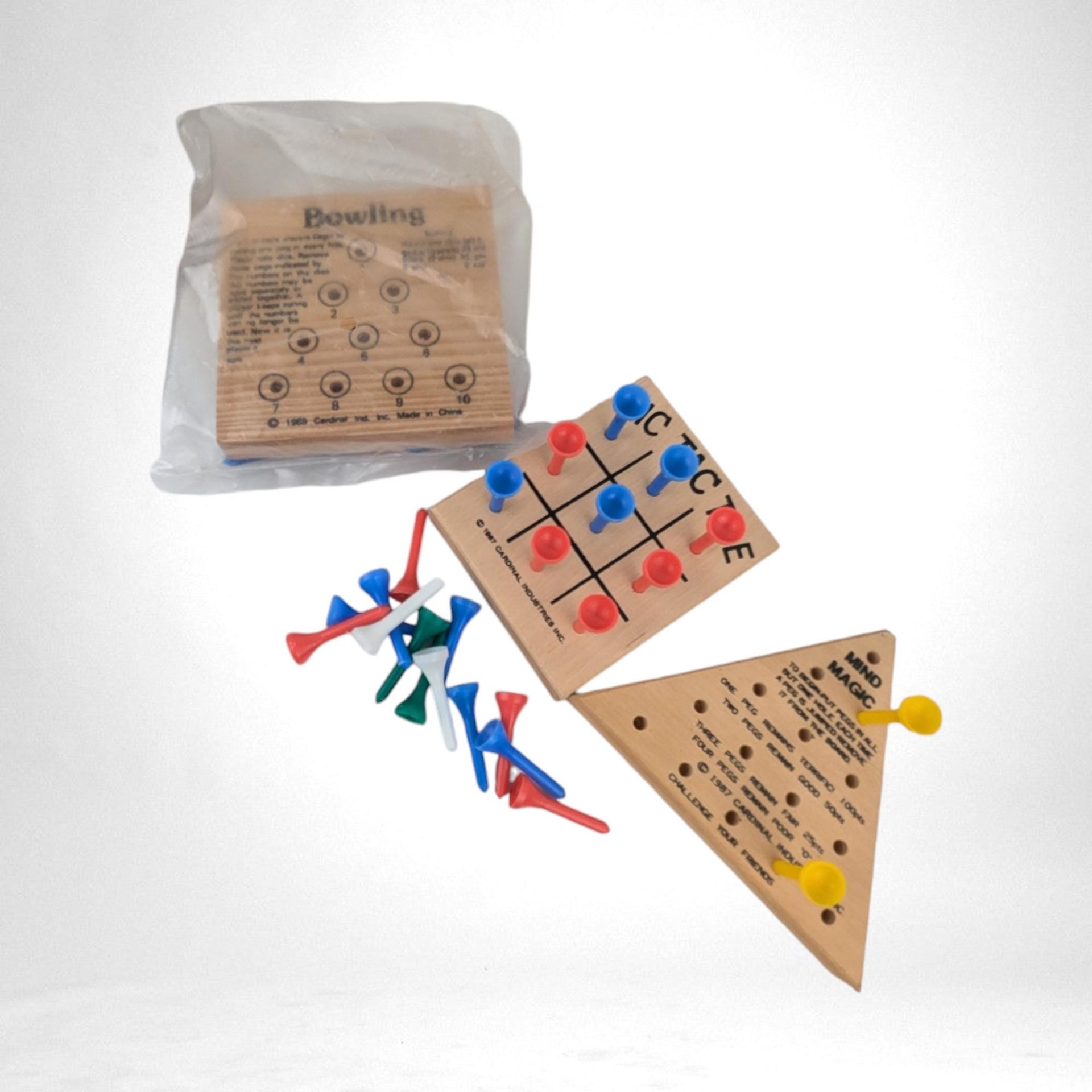 Vintage 1980s Wood and Peg Puzzles Set of 3 | Brain Teasers | Educational Toys