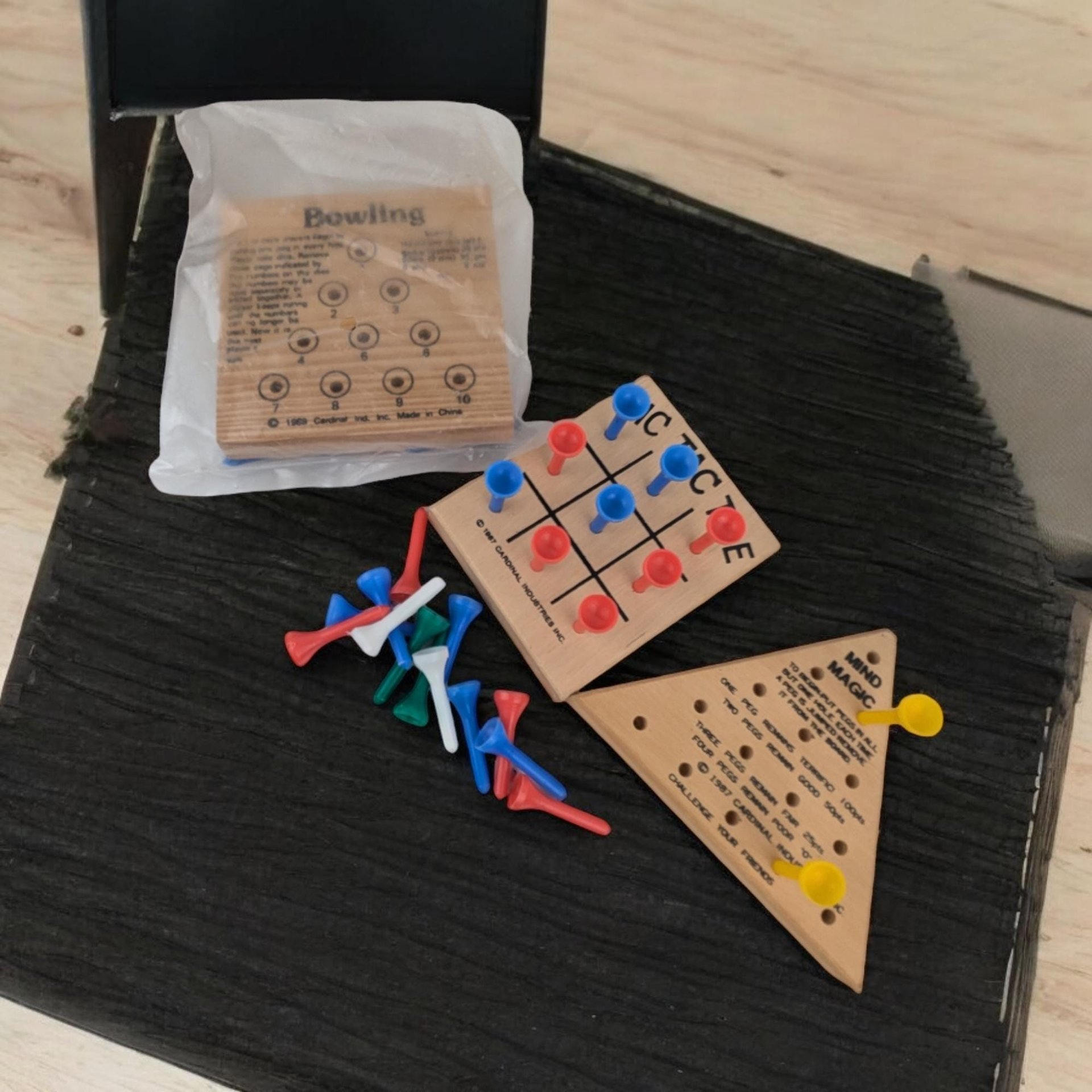 Vintage 1980s Wood and Peg Puzzles Set of 3 | Brain Teasers | Educational Toys