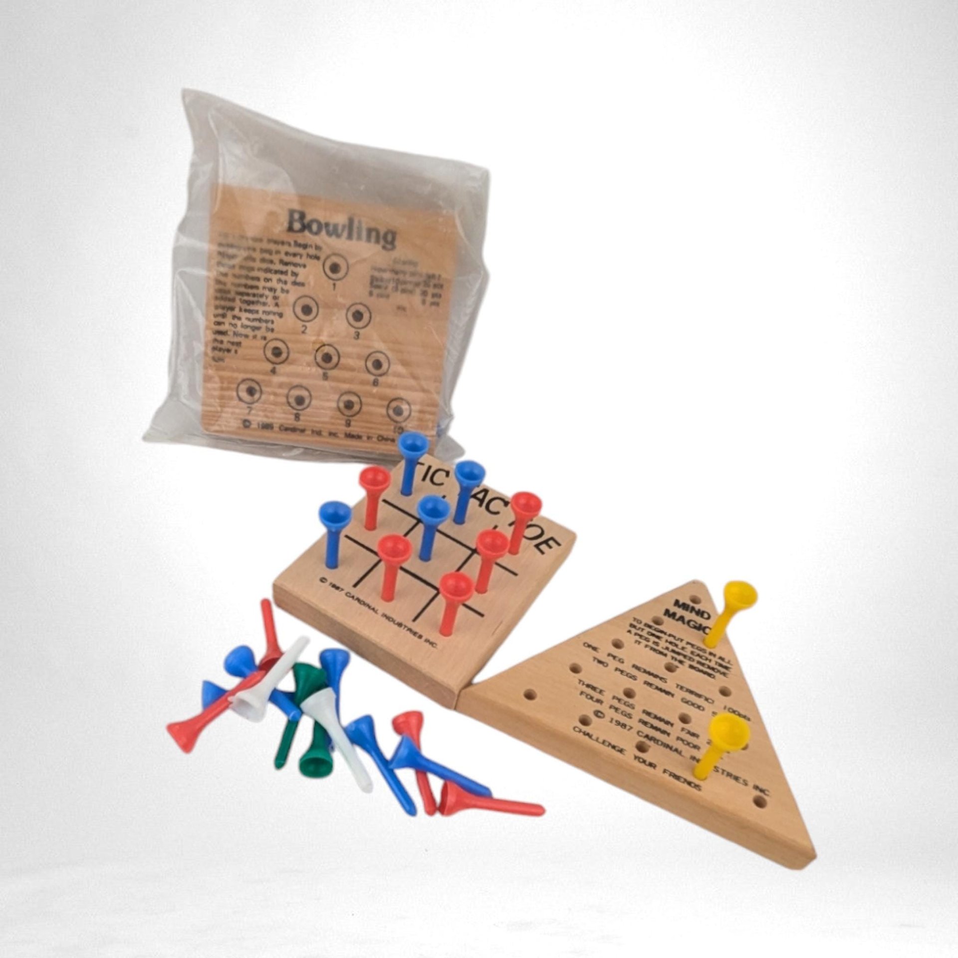 Vintage 1980s Wood and Peg Puzzles Set of 3 | Brain Teasers | Educational Toys