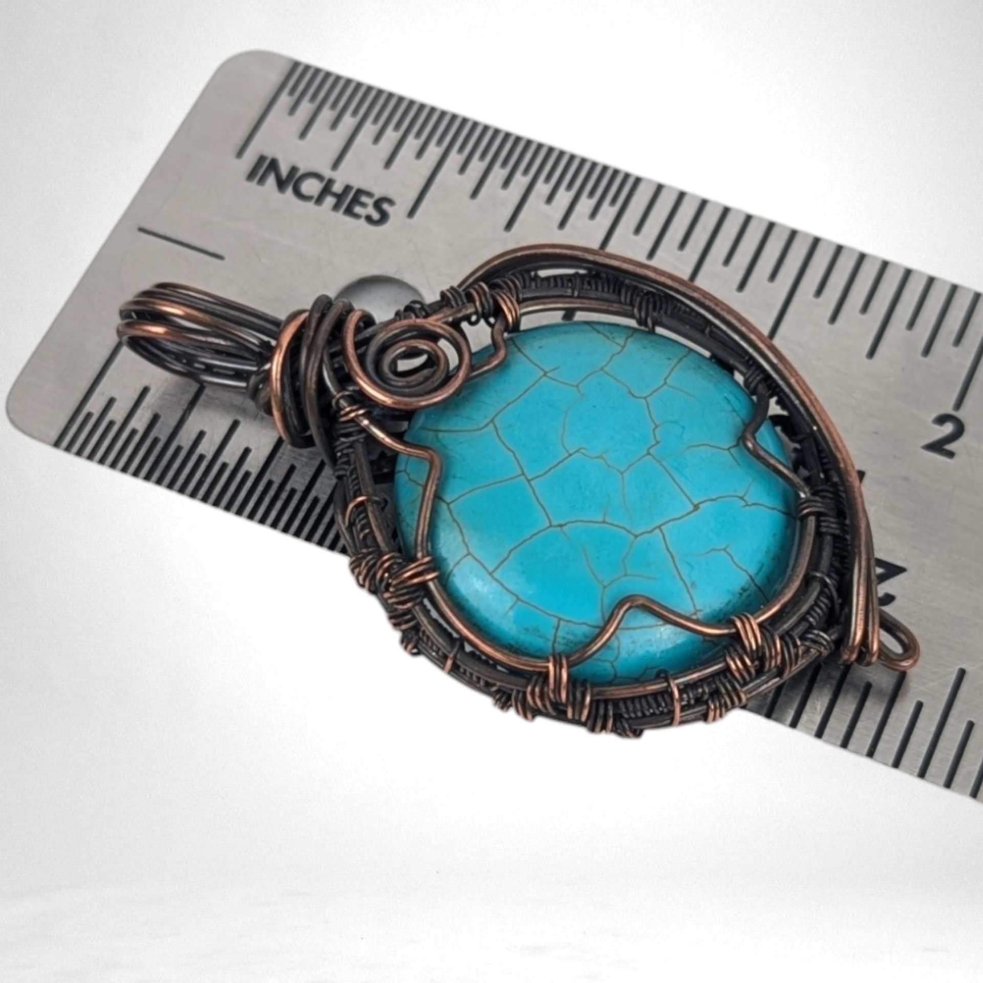 Handcrafted Copper Wire Wrapped Howlite Pendant | Unique Boho Jewelry