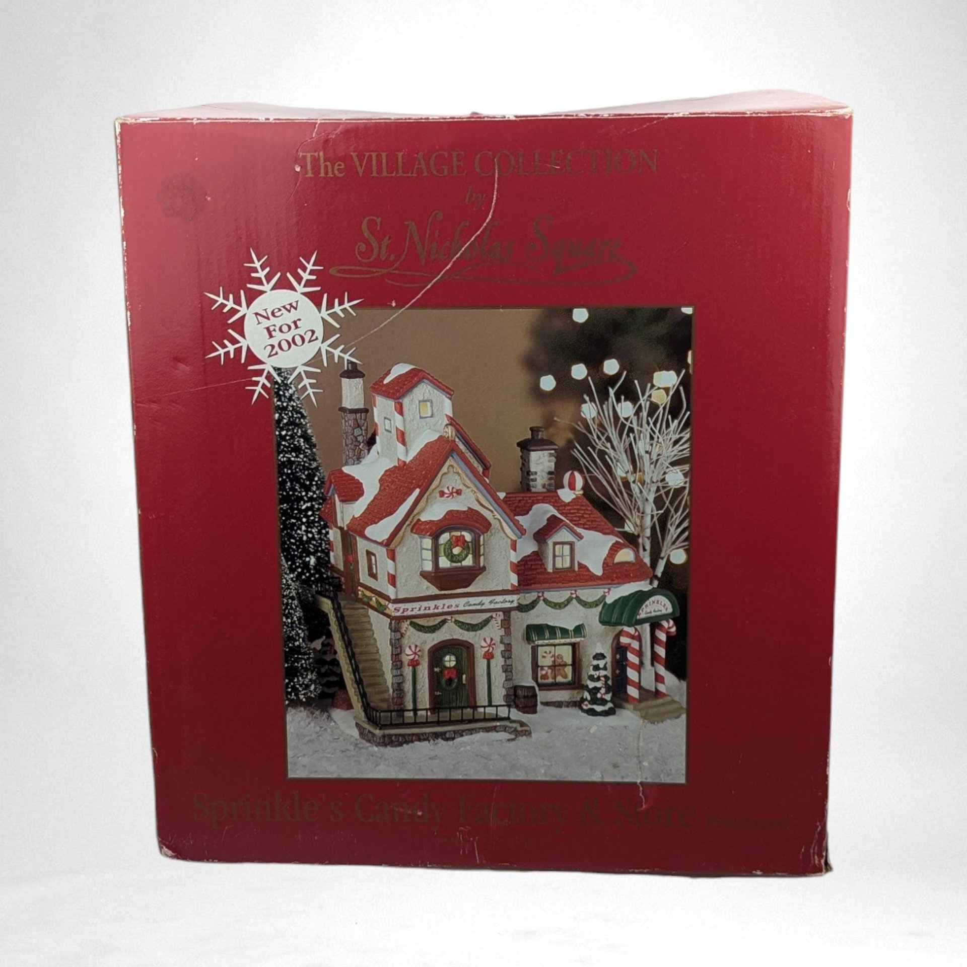 Vintage 2002 St. Nicholas Square Sprinkles Candy Factory Village House with Light - Christmas Decor