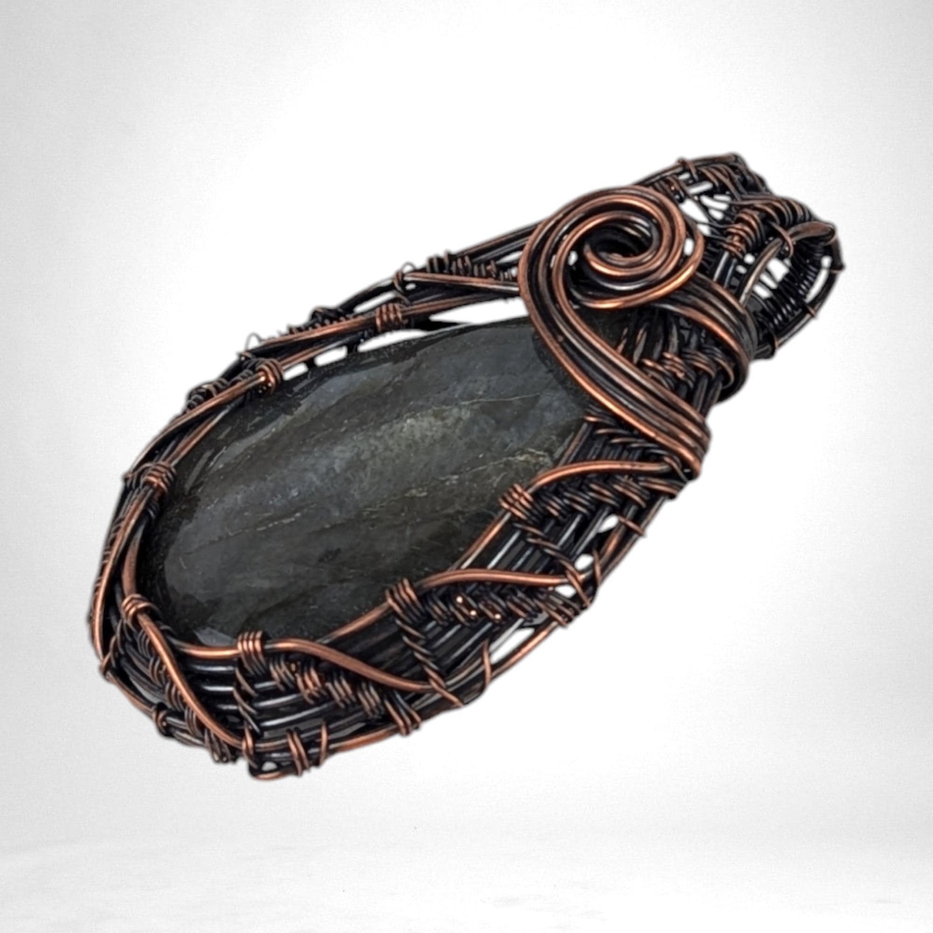 Handmade Copper Wire Wrapped Labradorite Pendant | Unique Gift for Her | Oxidized Copper | Gemstone Pendant | Artisan Jewelry