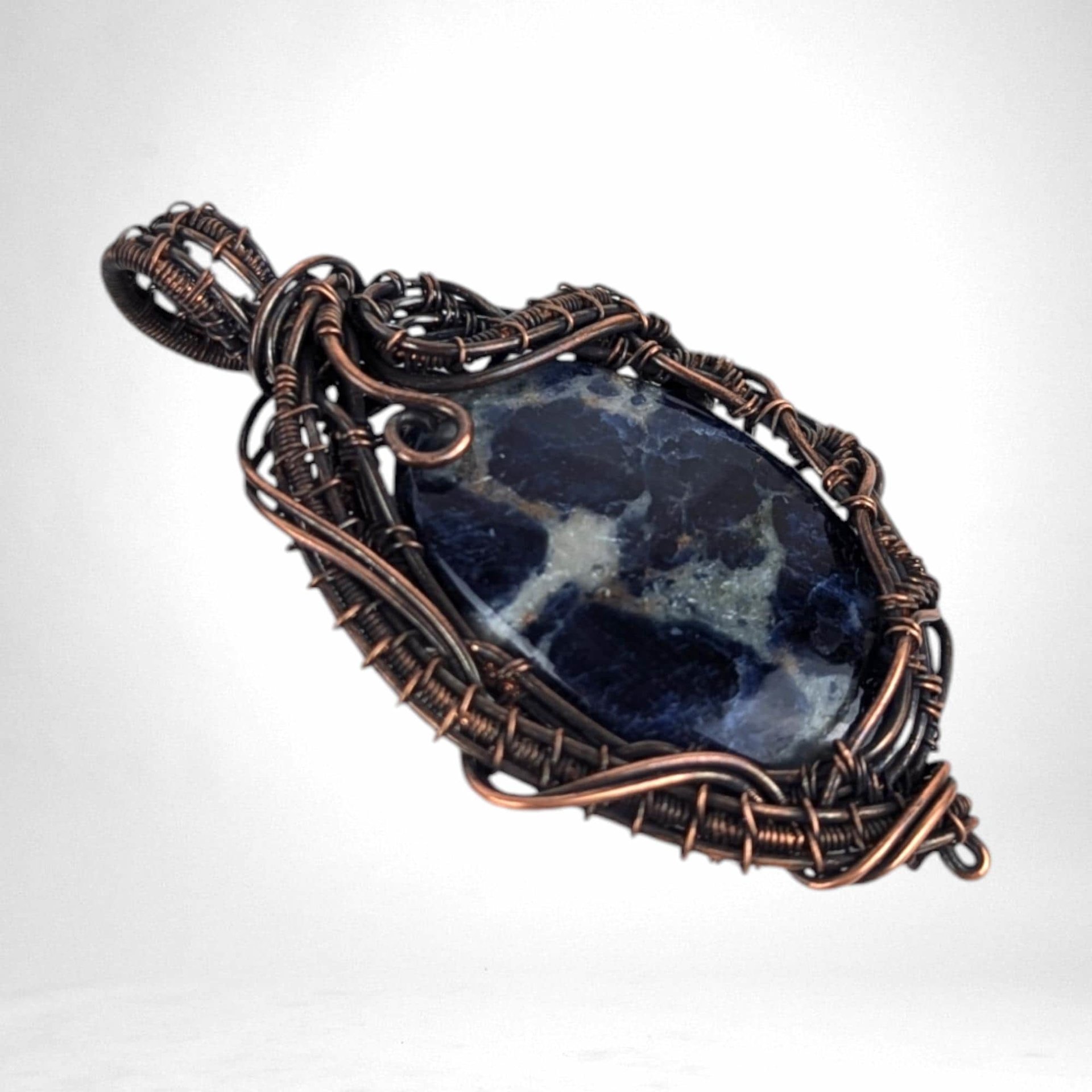 Handmade Copper Wire Wrapped Sodalite Pendant | Unique Artisan Jewelry | Gift for Intuition & Calm