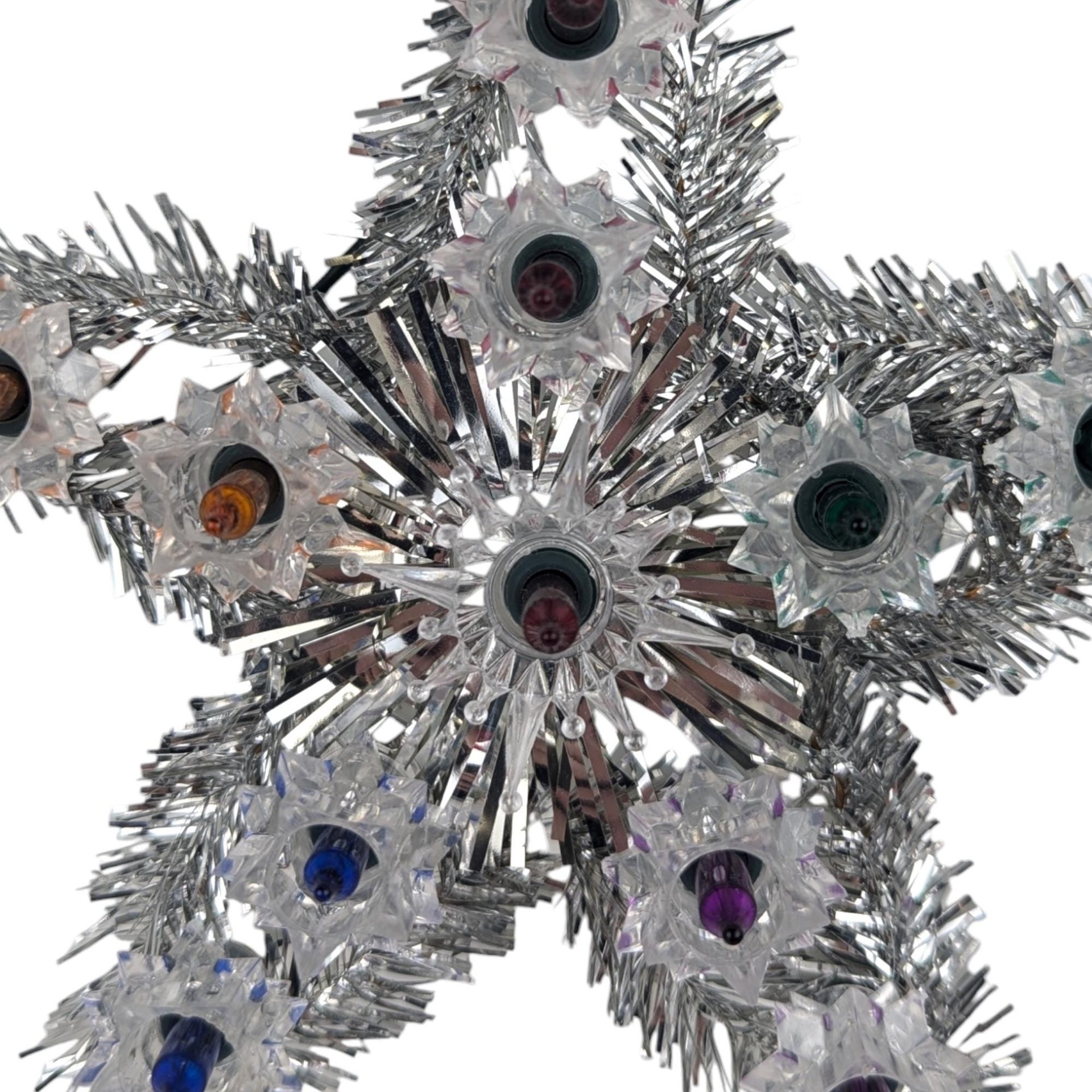 Vintage 11-Light Star Tree Topper, Mid-Century Modern Christmas Decor, Atomic Starburst