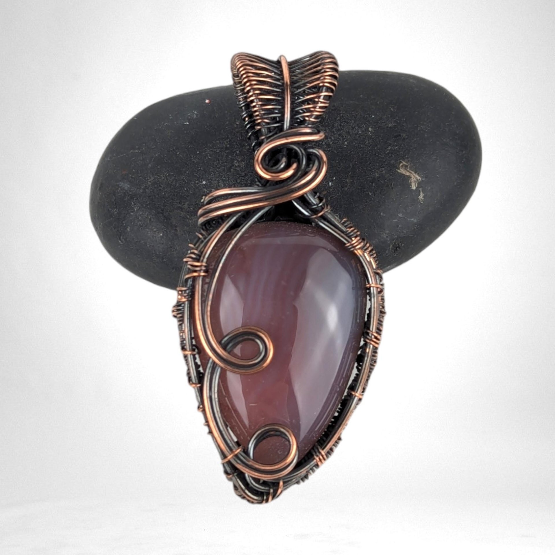 Handmade Copper Wire Wrapped Montana Agate Pendant, Unique Artisan Jewelry, Nature Inspired Gift