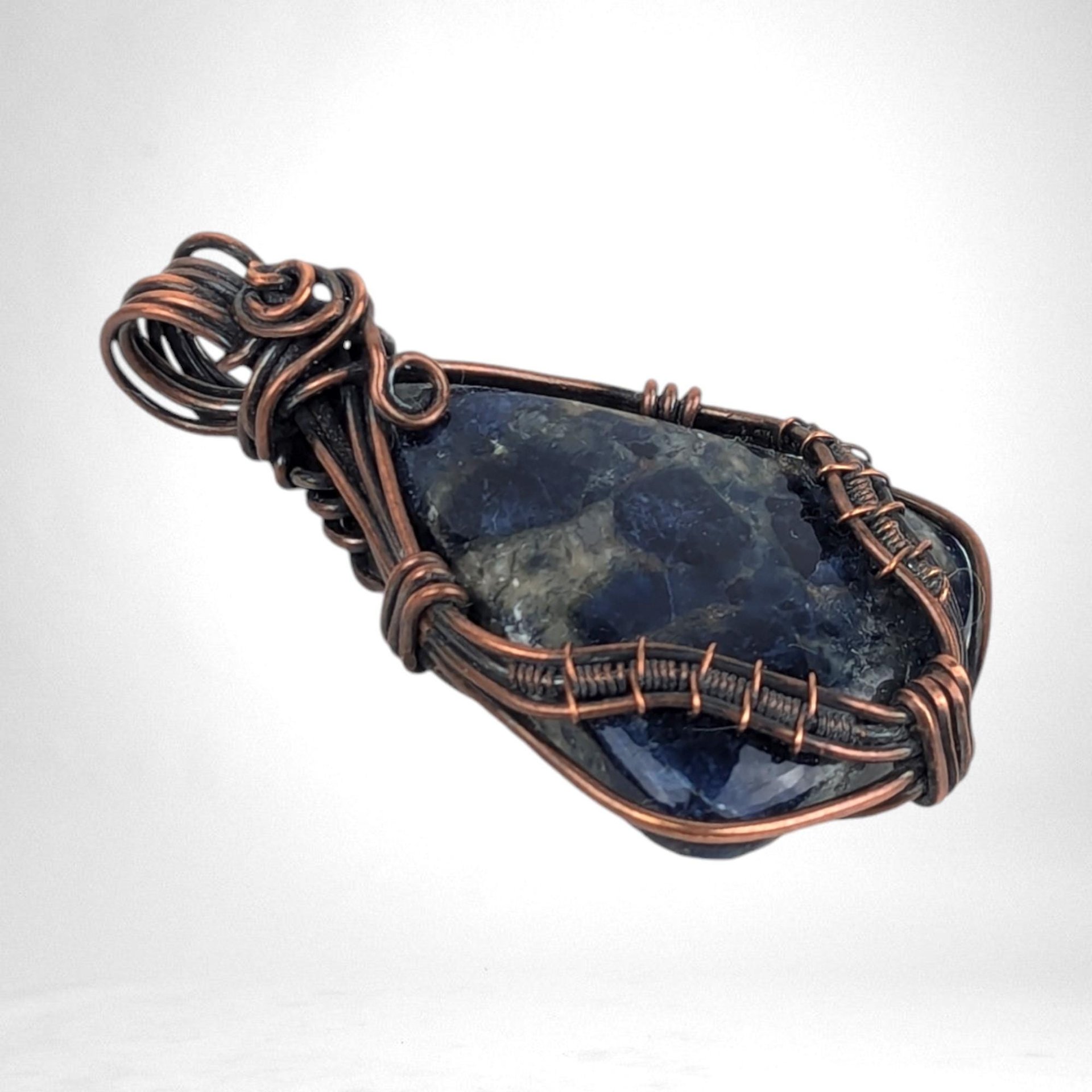 Handmade Copper Wire Wrapped Sodalite Pendant | Blue Gemstone Jewelry | Unique Gift | Boho