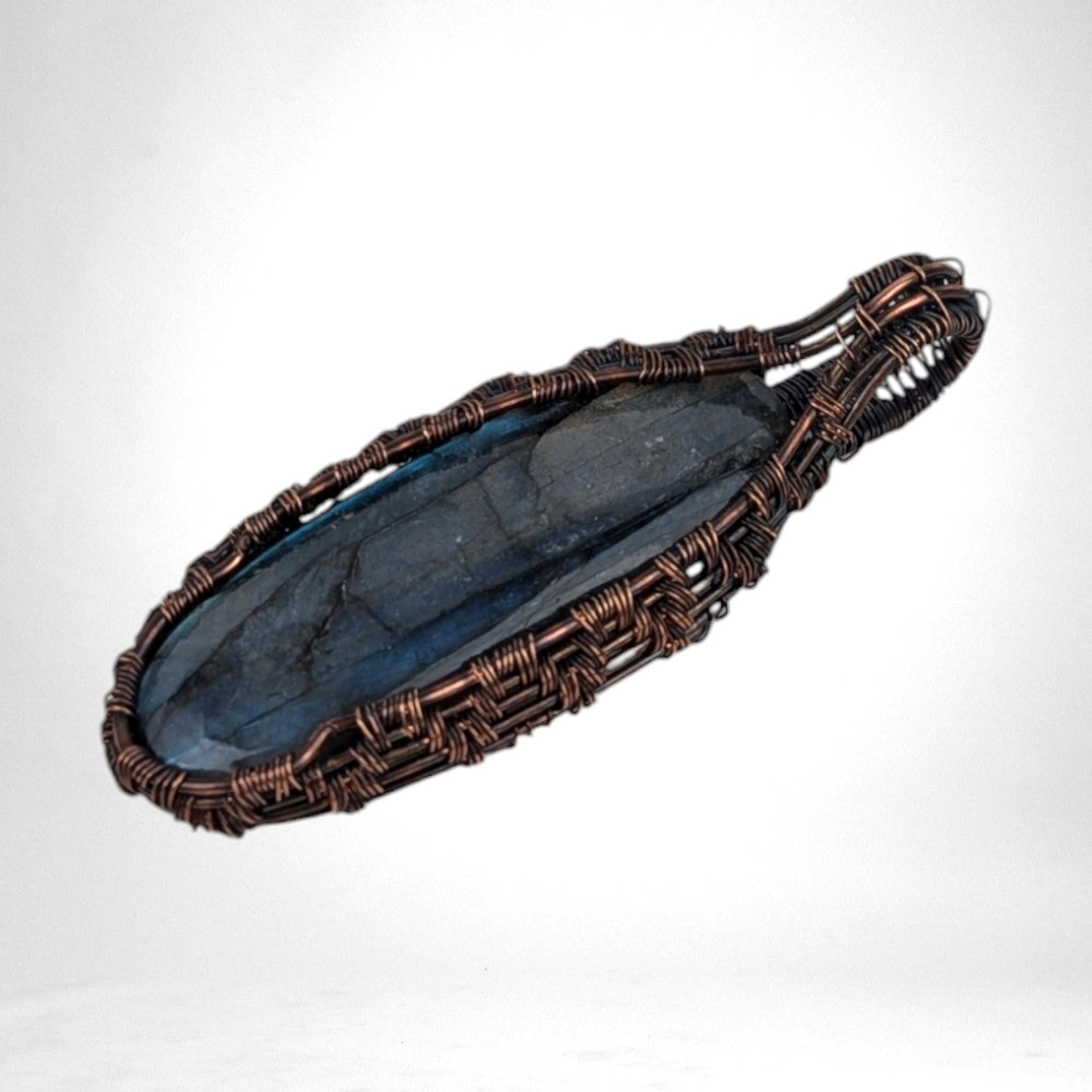 Handmade Copper Wire Wrapped Blue Labradorite Pendant | Unique Artisan Jewelry | Mystical Gift