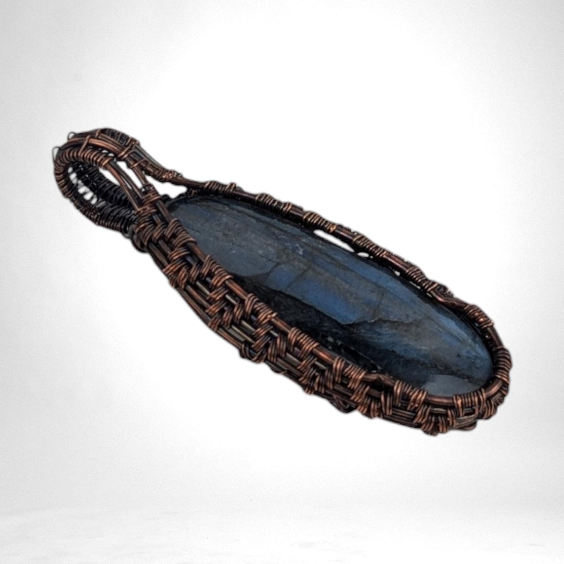 Handmade Copper Wire Wrapped Blue Labradorite Pendant | Unique Artisan Jewelry | Mystical Gift