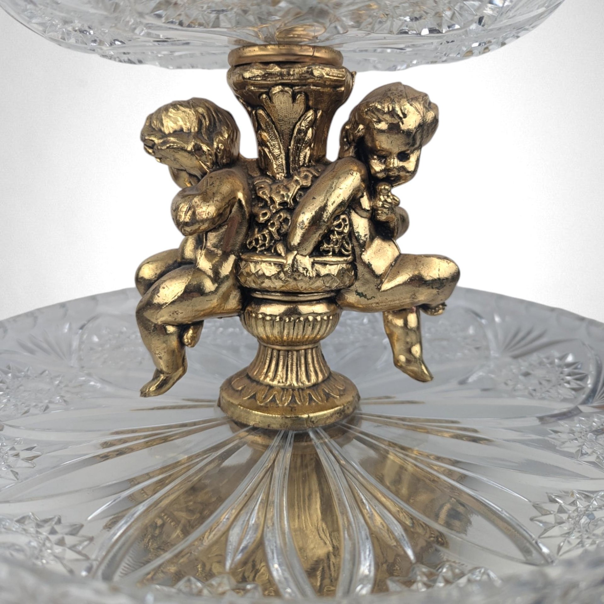 Vintage 3-Tier Brass & Glass Cherub Serving Stand, 18" High, Dessert Stand, Wedding Centerpiece, Unique Home Decor