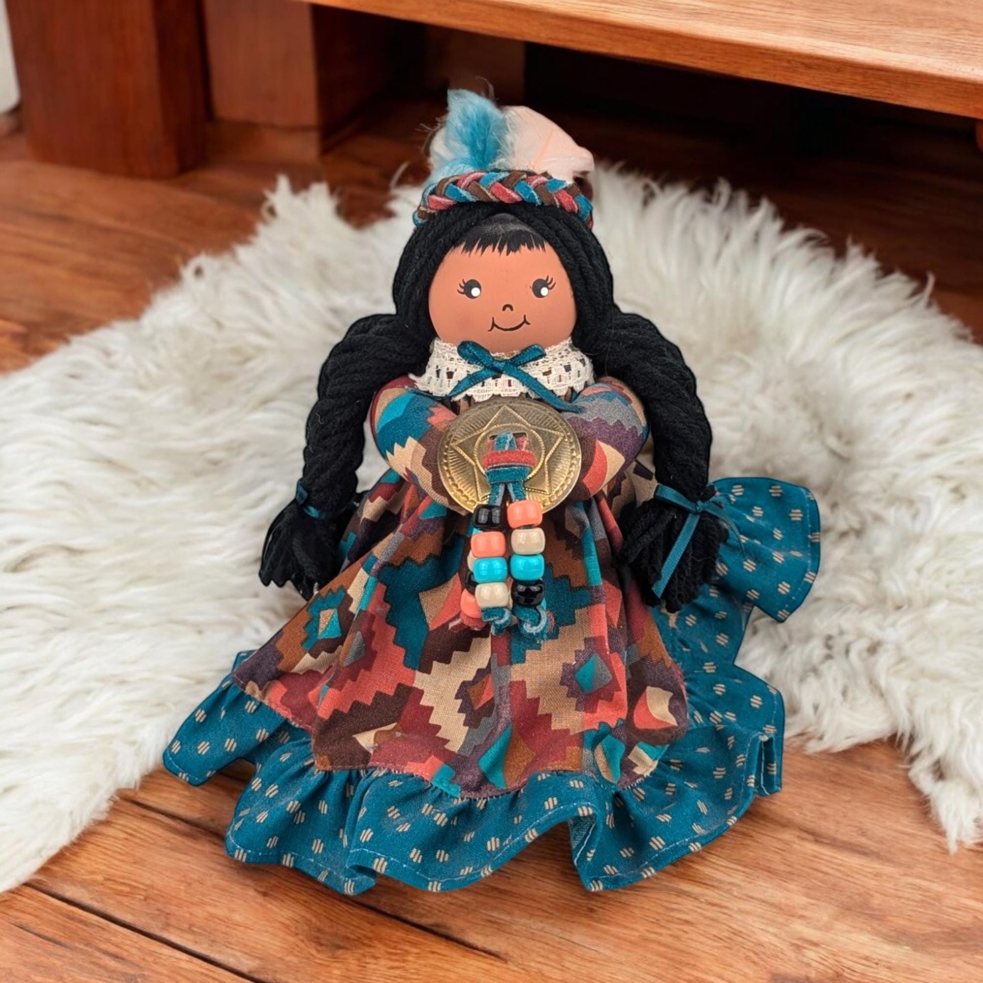 Vintage Native American Doll, Air Freshener Base, 7", Southwest Decor, Unique Gift