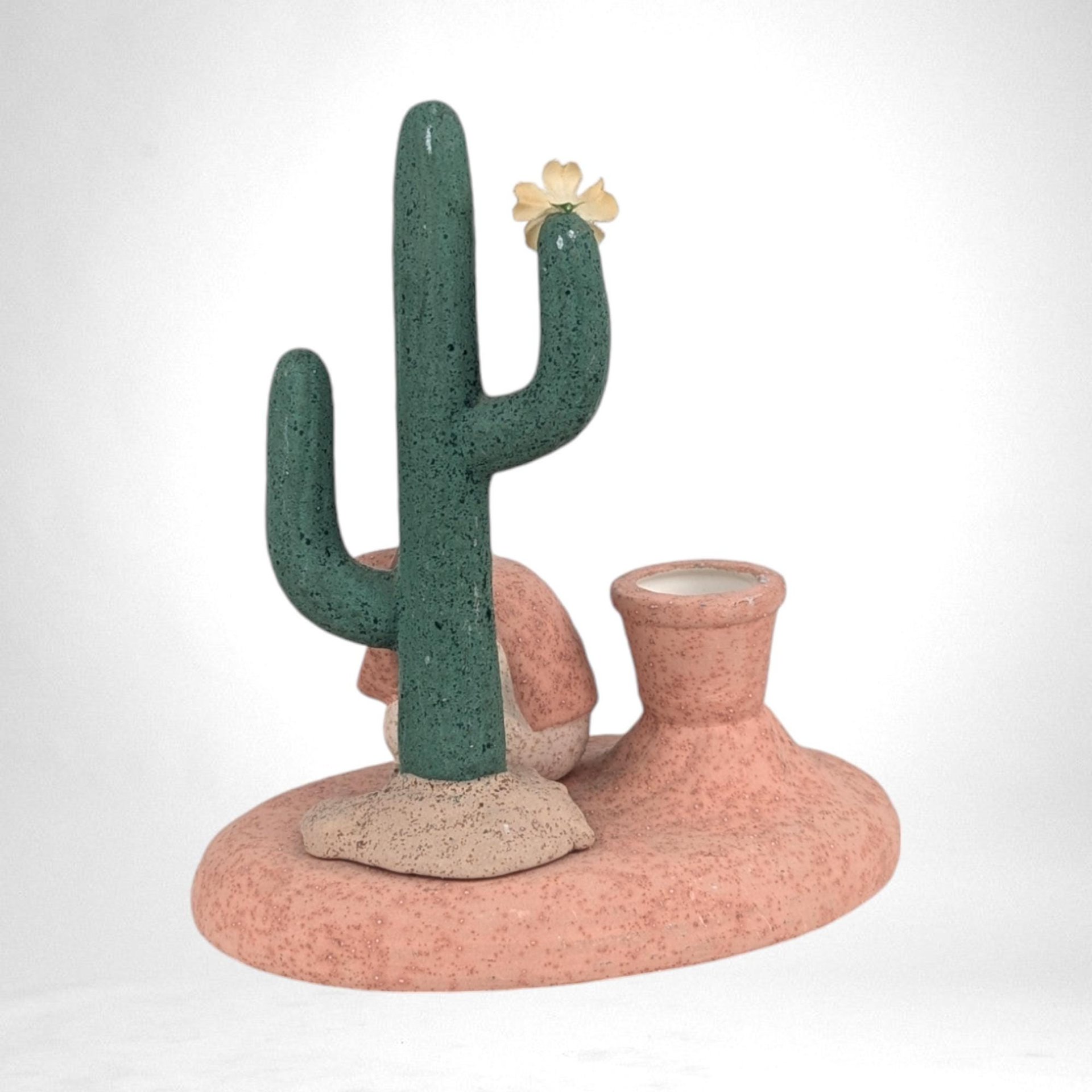 Vintage Southwestern Candle Holder | Cactus Decor | 7" Tall | Rustic Home Decor | Unique Gift