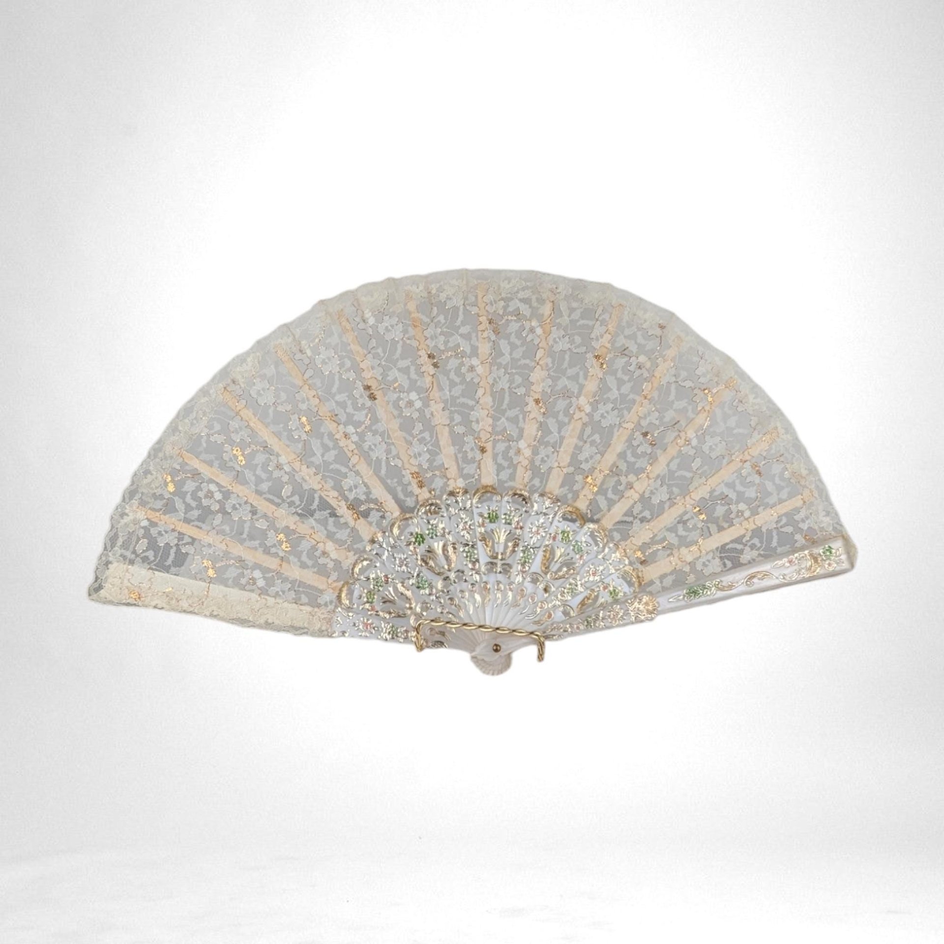 Vintage Chinese Folding Fan Decor | Lace and Plastic | 18" Wide | Unique Home Decor | Gift for Her